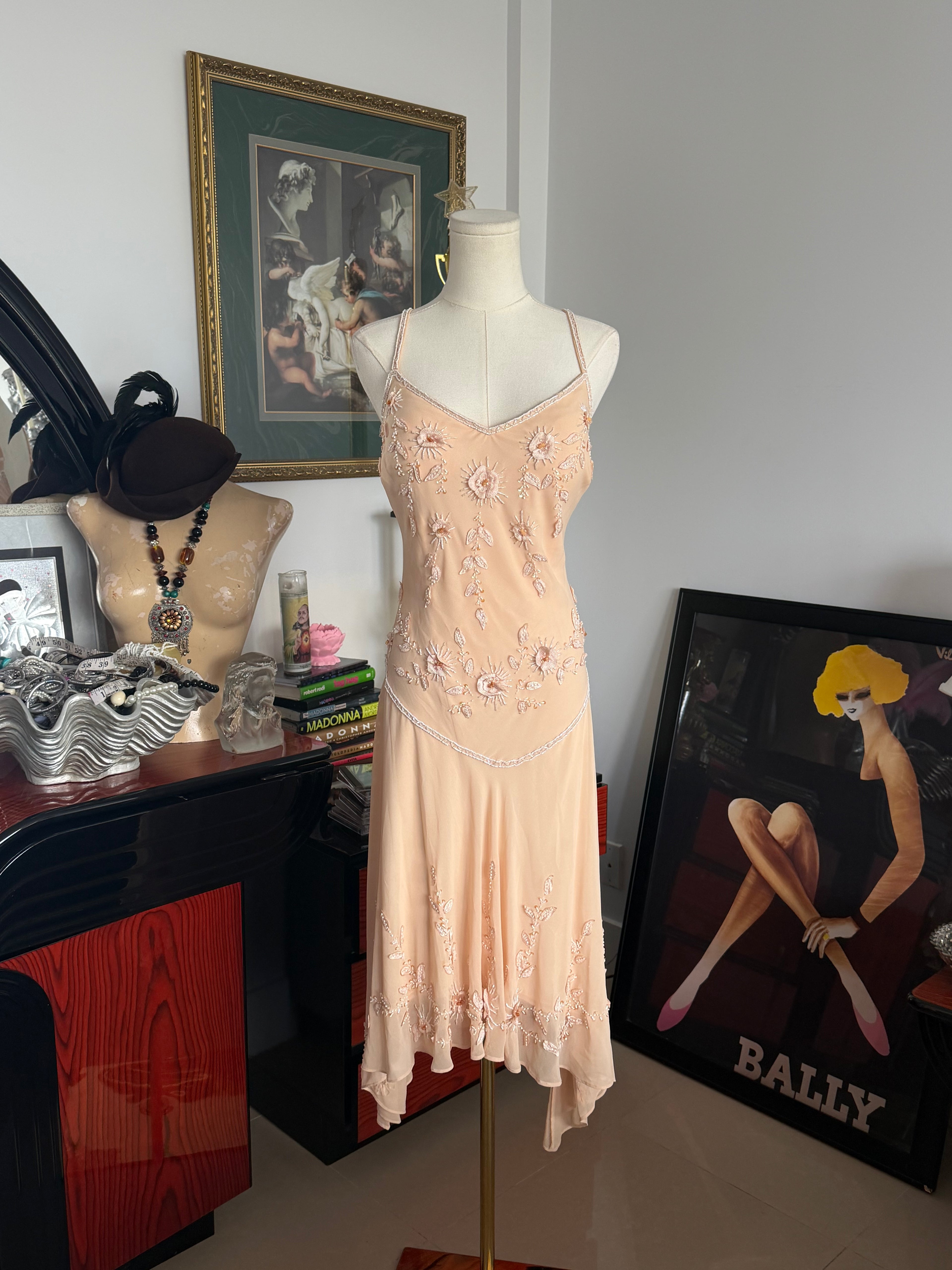 Vintage R&M Richards Beaded Angelic Slip Dress – Champagne Fairycore Gown