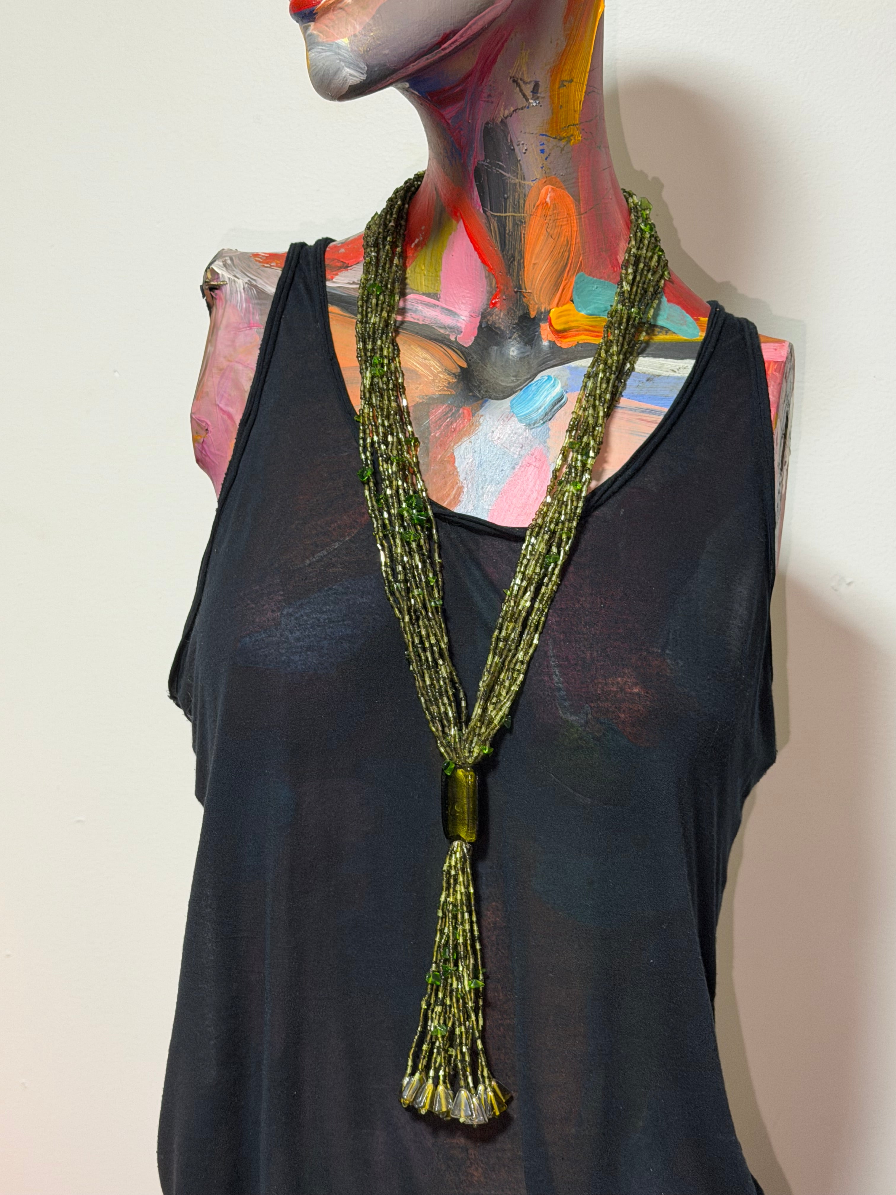 Vintage Forest Oracle Beaded Tassel Necklace