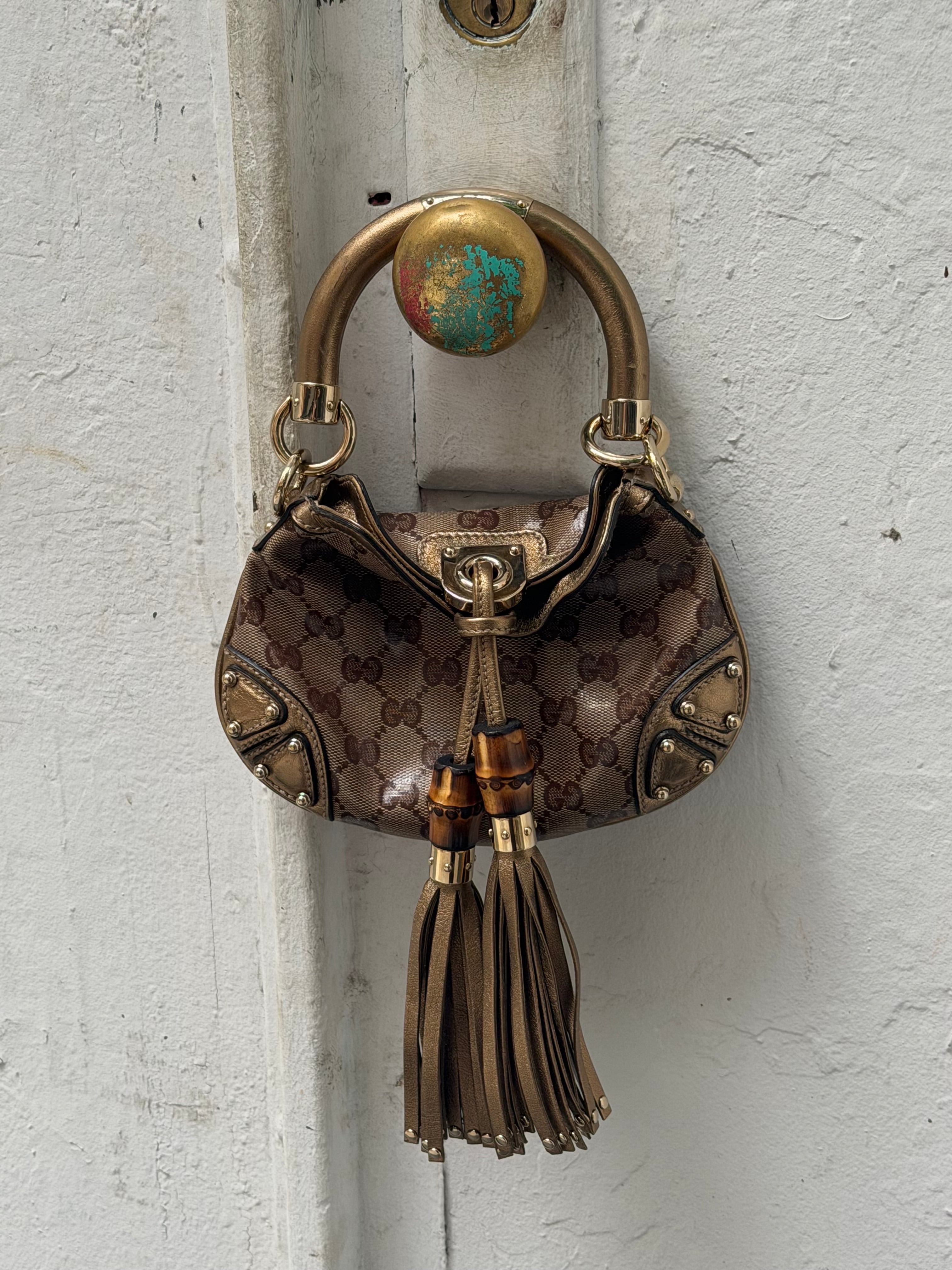 Gucci Mini Indy Metallic Bronze GG Bag 2008