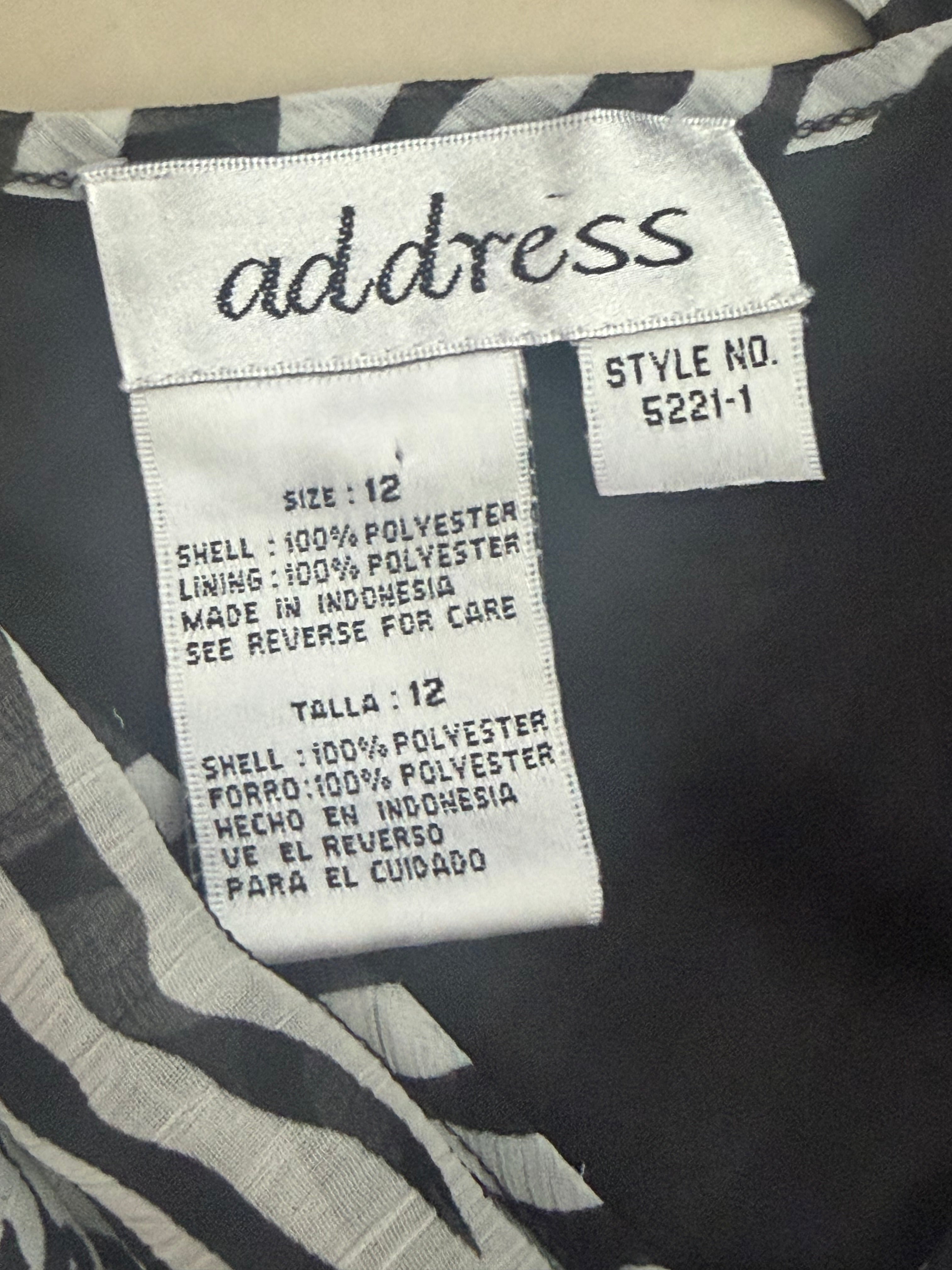 Address Black & White Zebra Print Flutter Sleeve Dress | Animal Print Midi Dress | Size 12