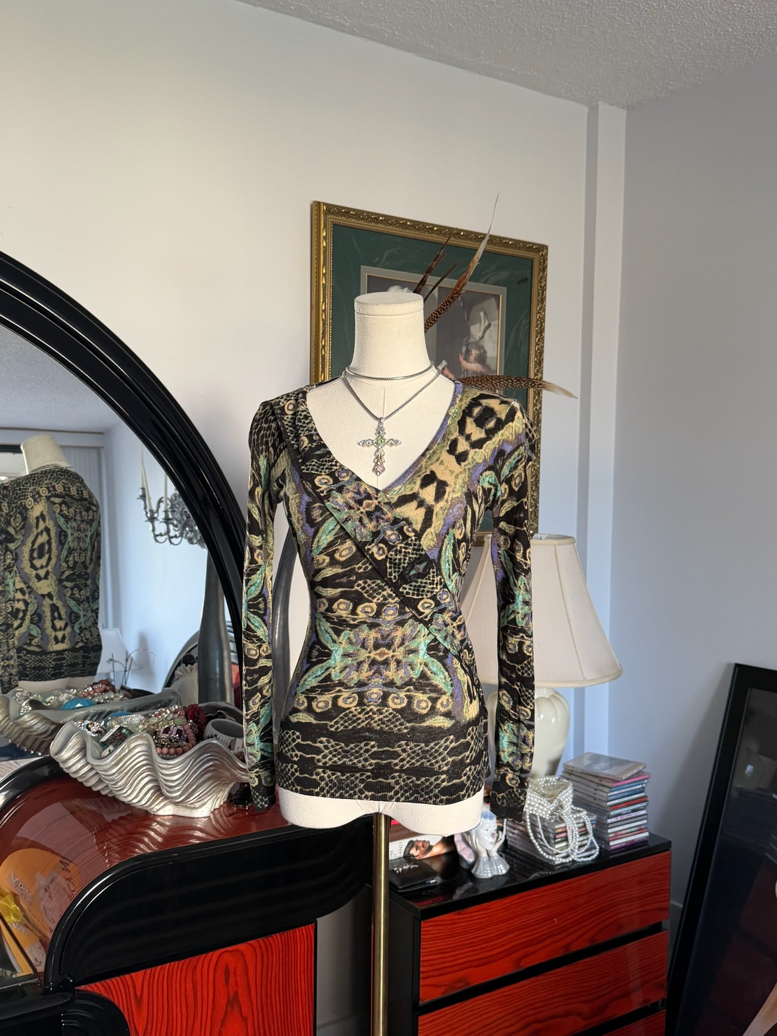 Vintage Butterfly Wrap Top xs