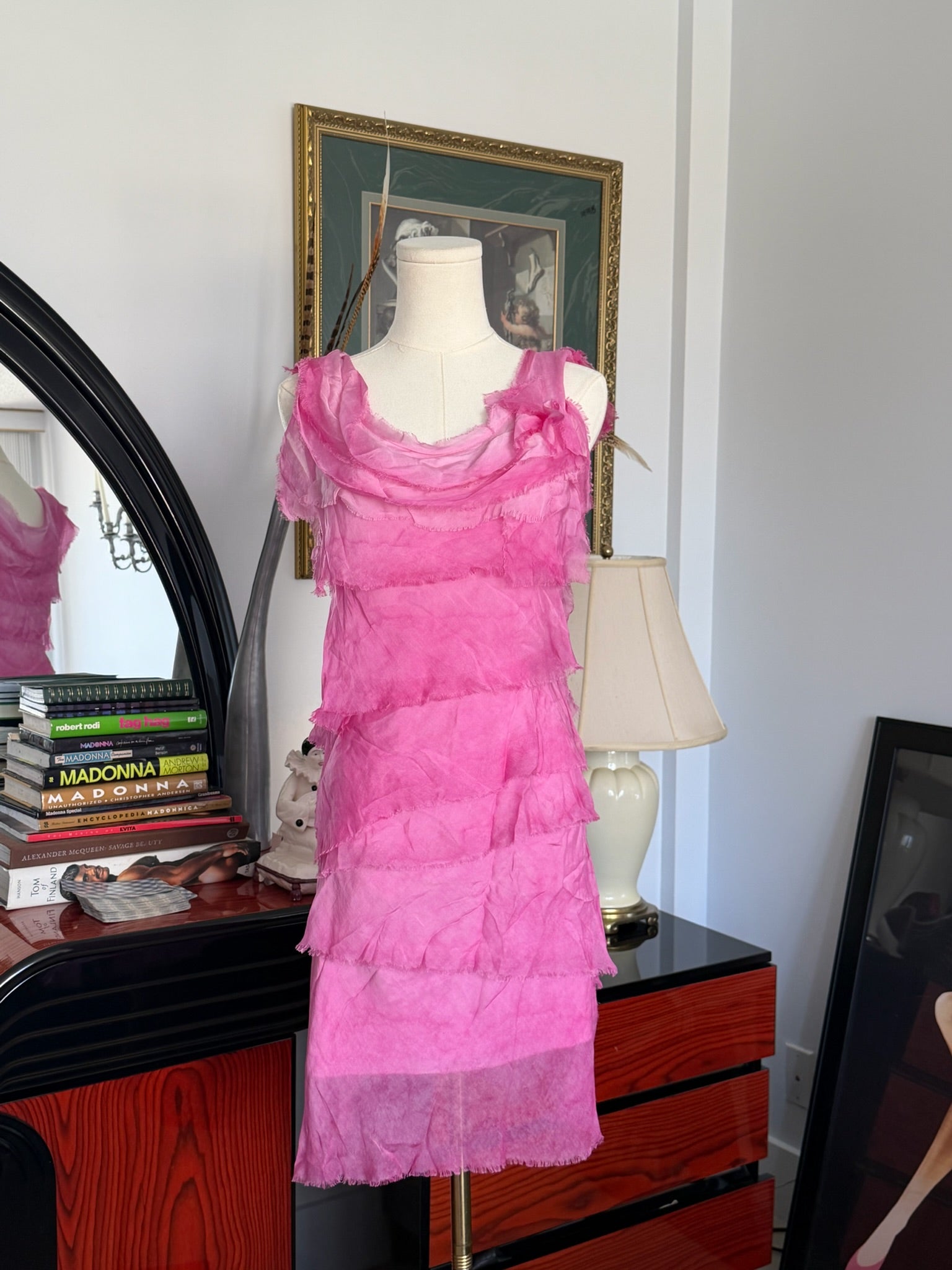 Sheer Pink Silk Chiffon Dress