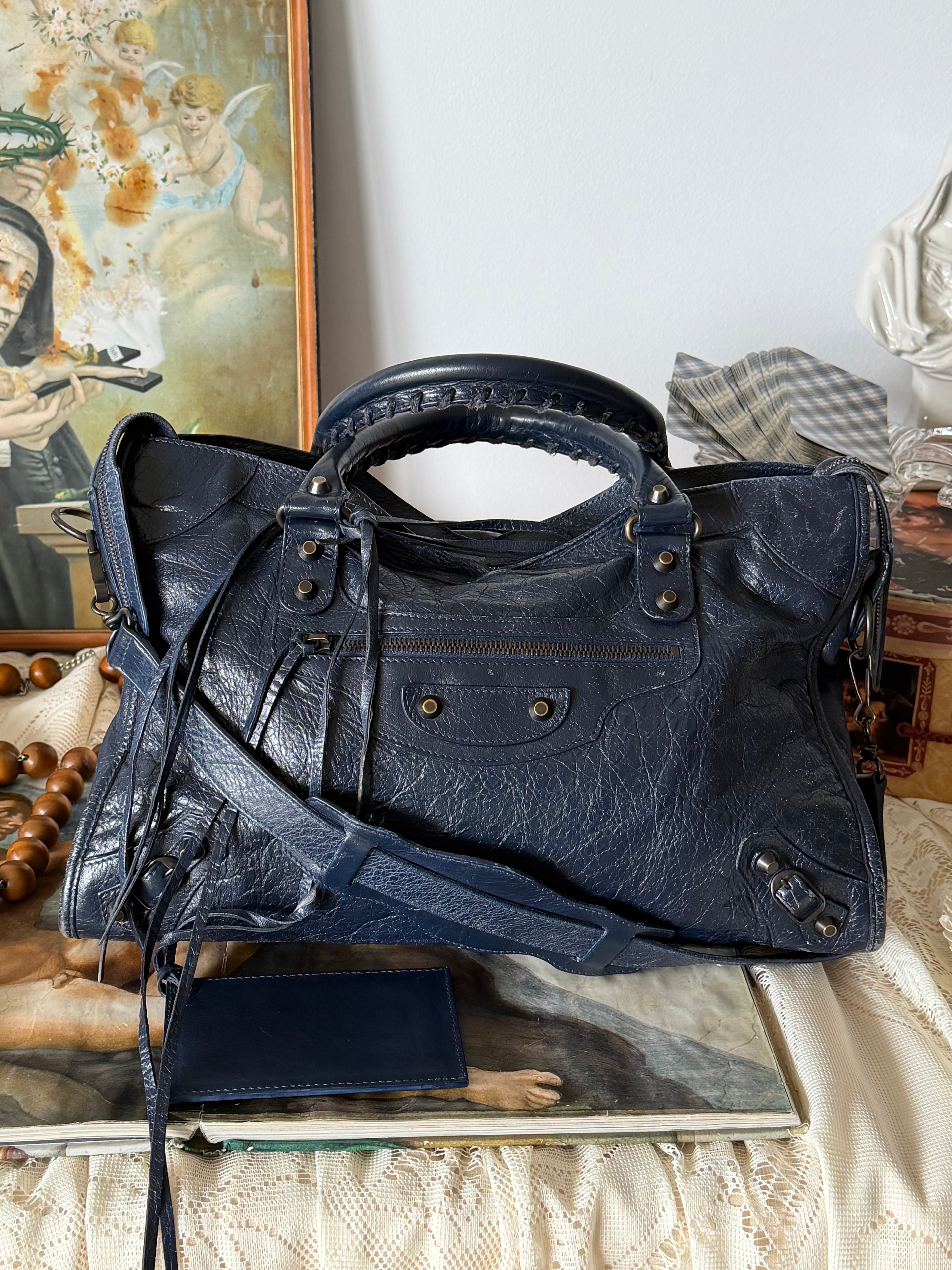Balenciaga City Bag – Navy Blue Arena Leather (Late 2000s)
