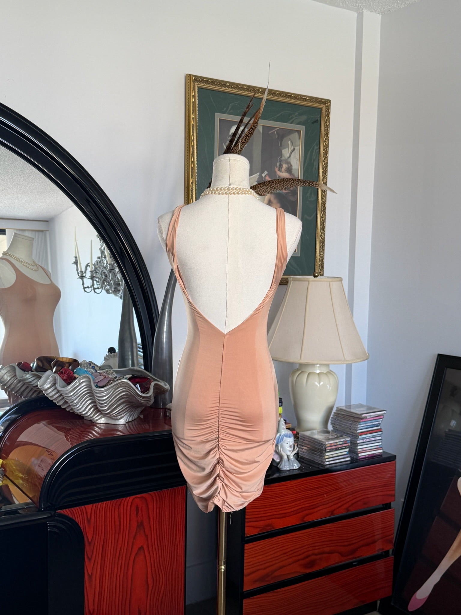 Nude Second-Skin Bodycon Midi Dress