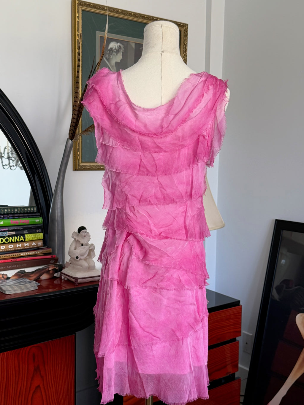Sheer Pink Silk Chiffon Dress