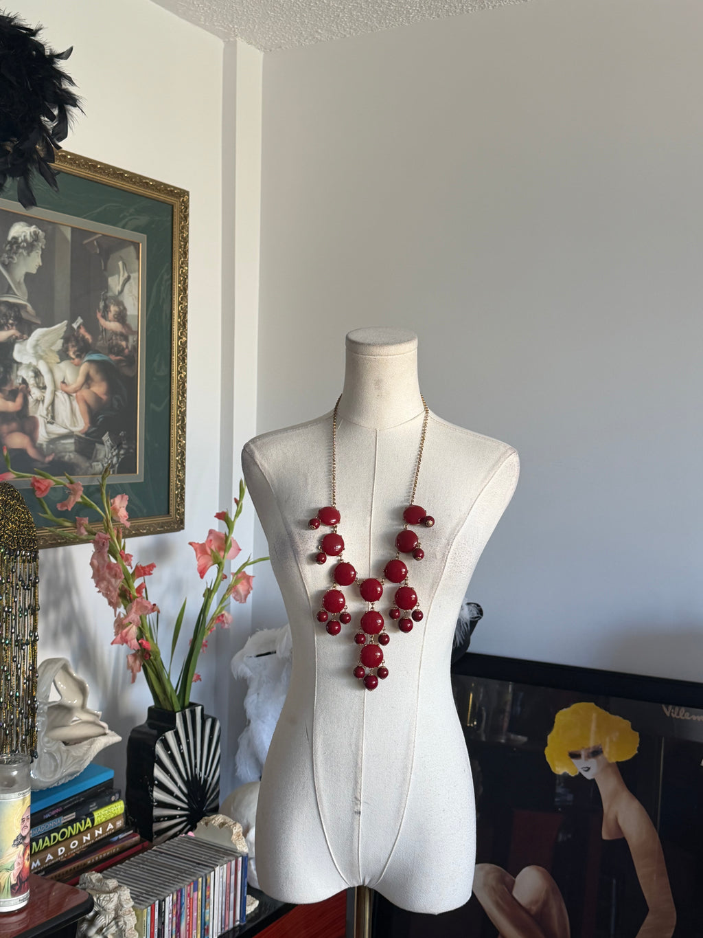 Red Convertible Statement Necklace