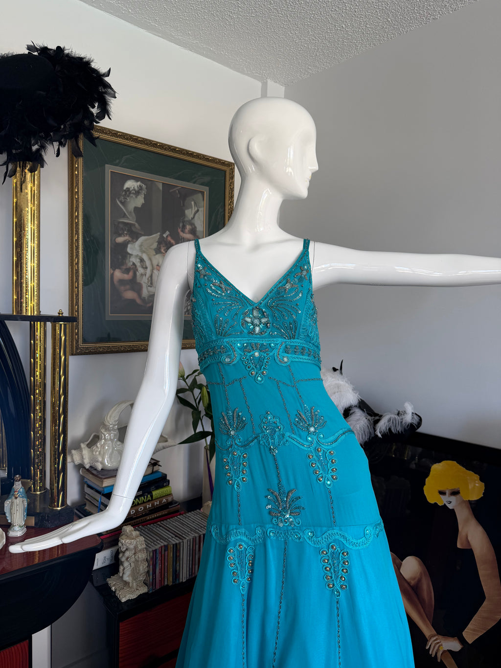 Sue Wong Nocturne Beaded Turquoise Gown size 4-6