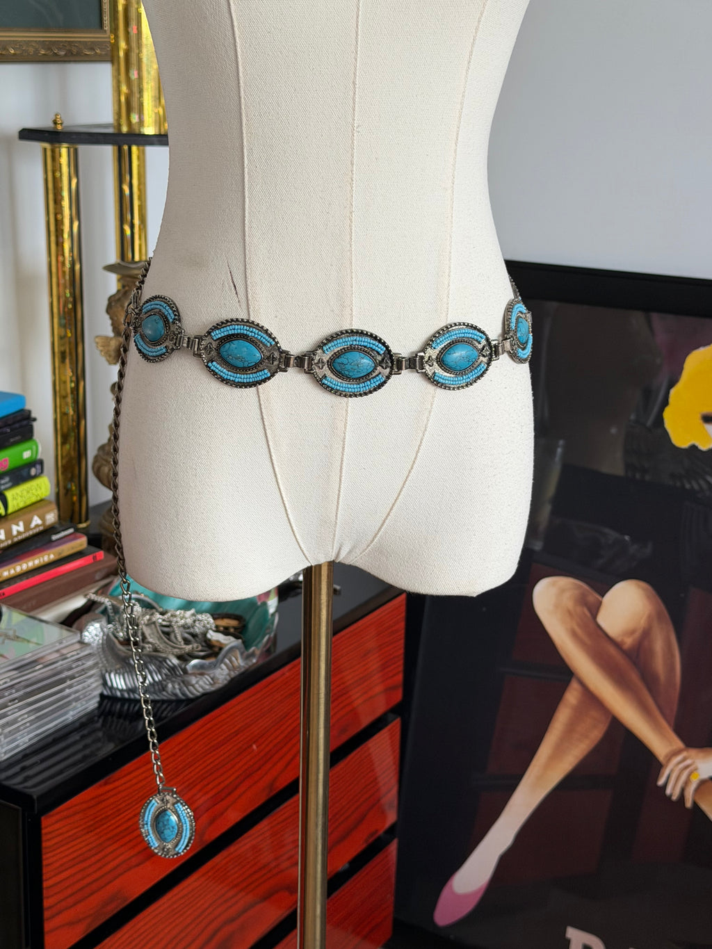 Turquoise Stone Western Chain Belt