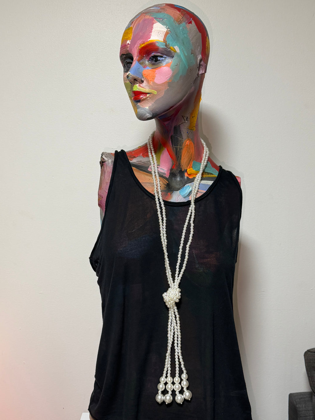 Vintage Opera Pearl Lariat Necklace
