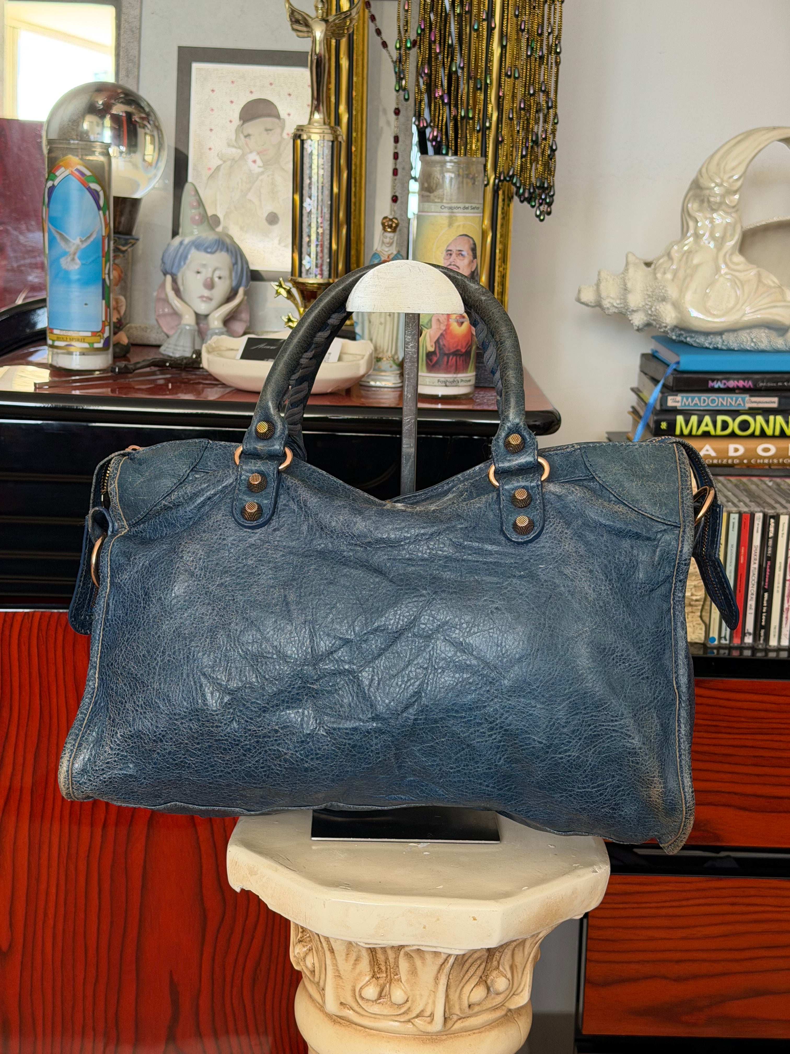 2013 Balenciaga Giant 12 City Bag in Bleu Indigo with Rose Gold Hardware
