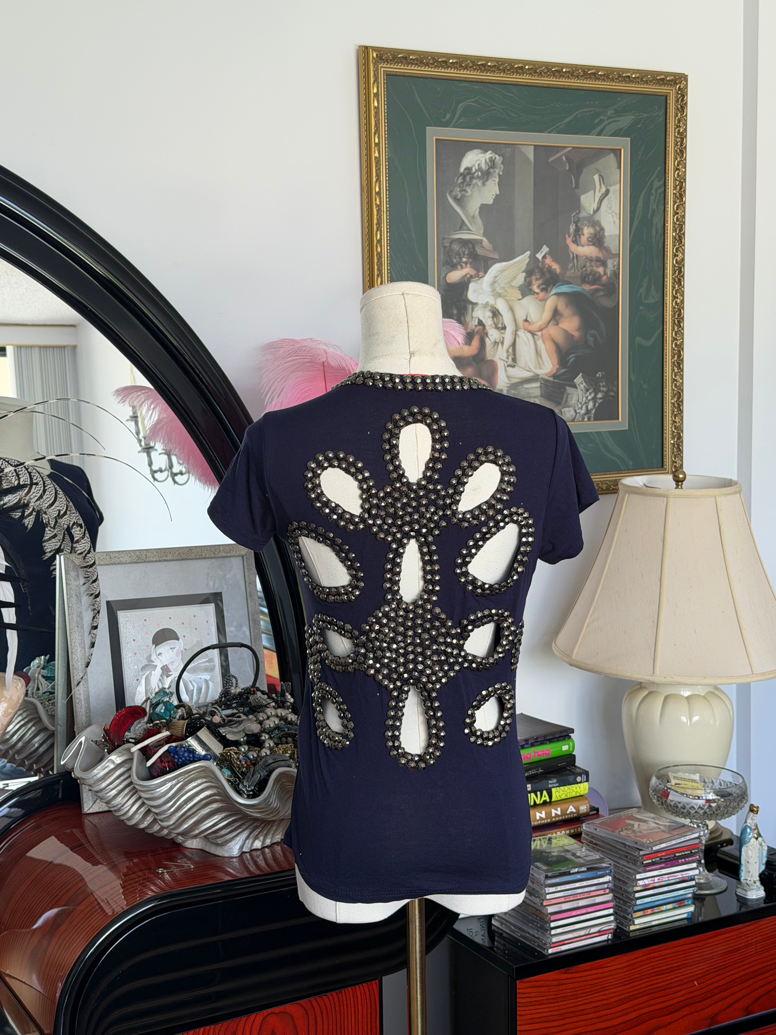 Navy cut out back top S-M