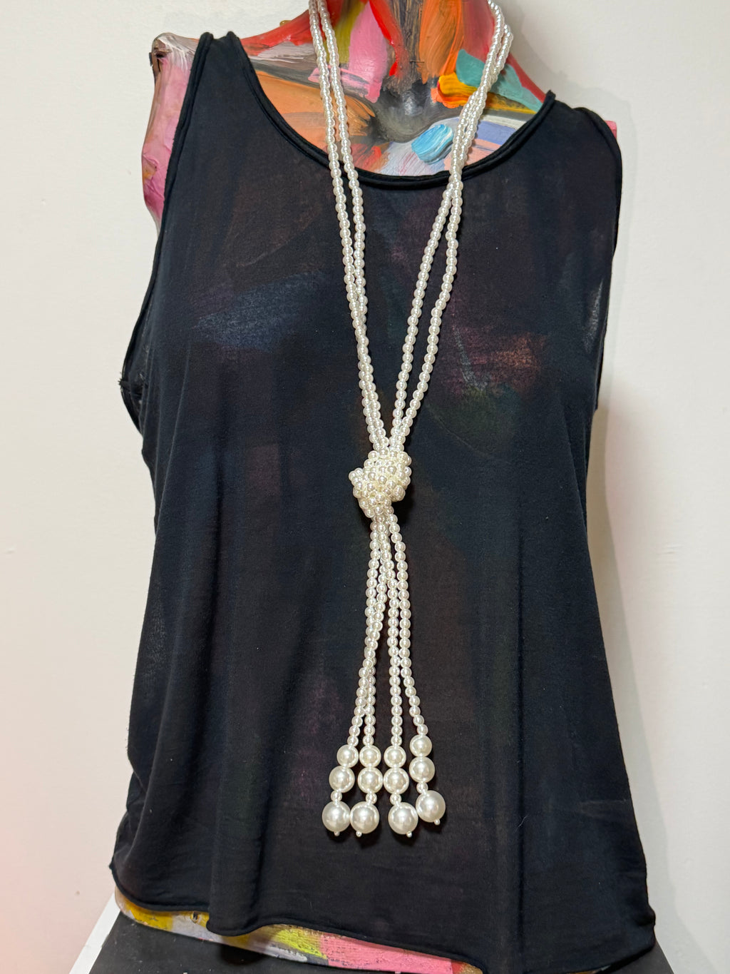 Vintage Opera Pearl Lariat Necklace