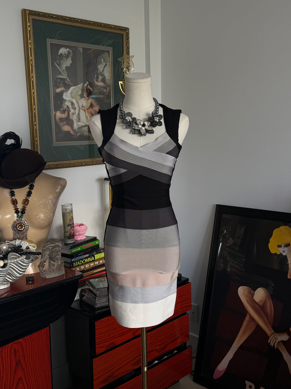 Y2K Bondage Illusion Colorblock Bodycon Dress – XS