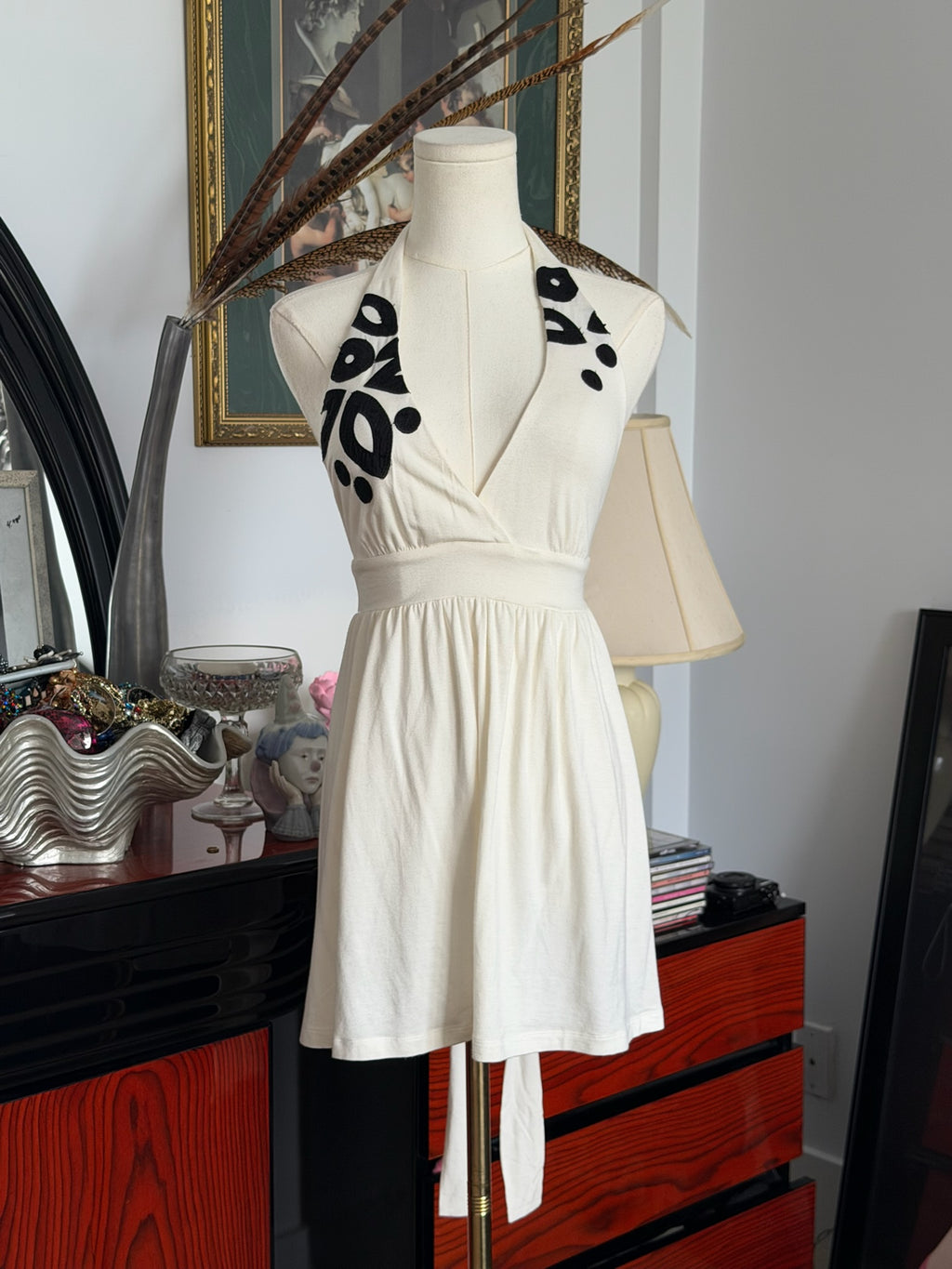 White halter mini dress