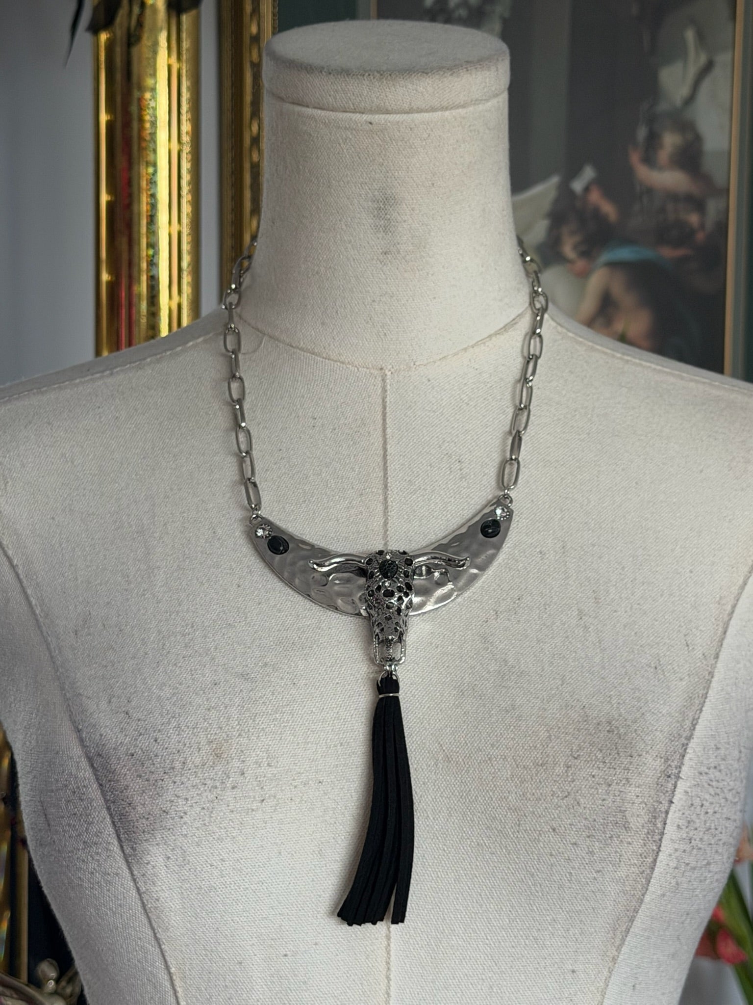 Western Longhorn Statement Necklace