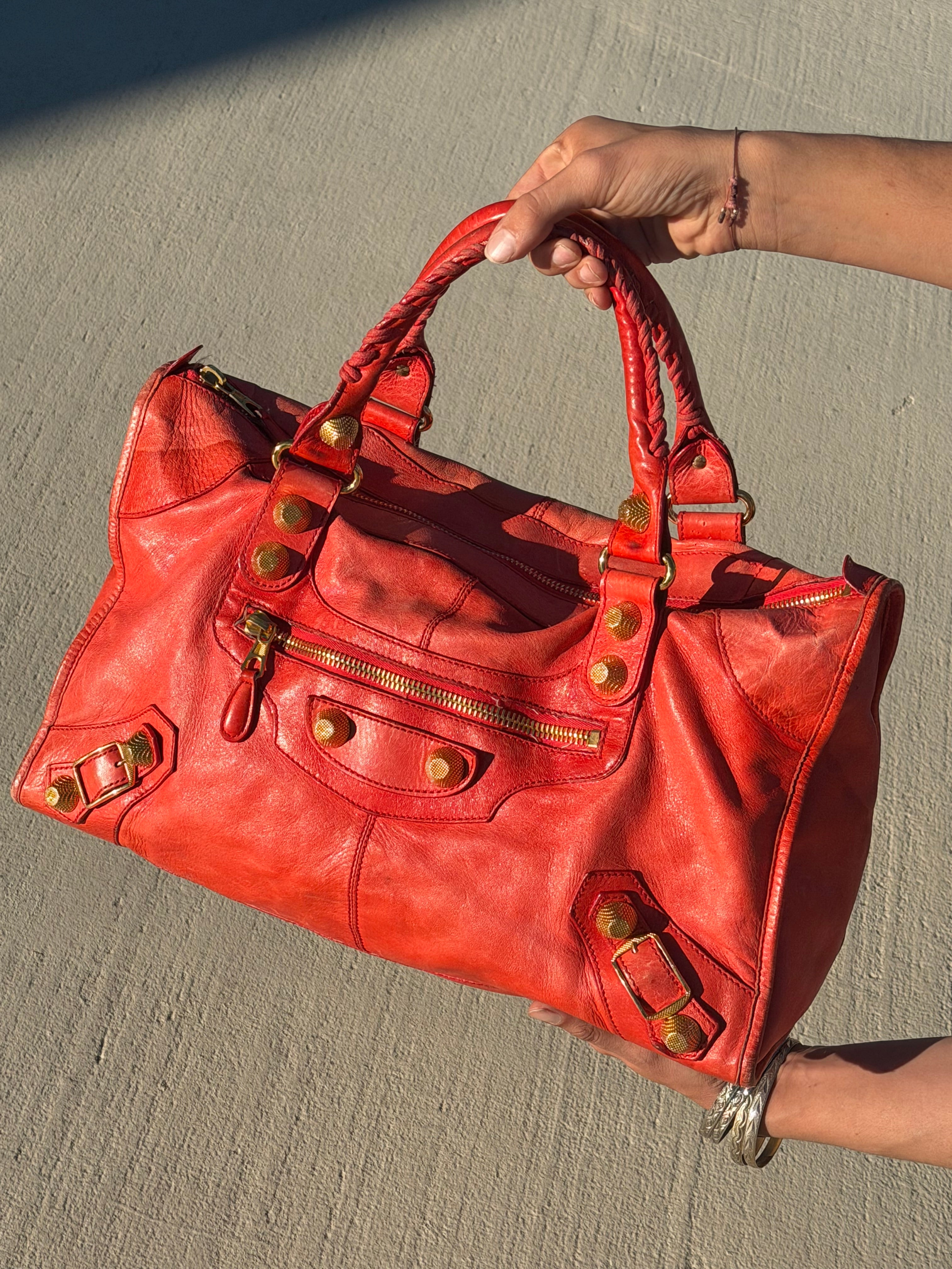 Balenciaga Work Bag (2006) — Faded Rouge Leather, Antique Brass Hardware