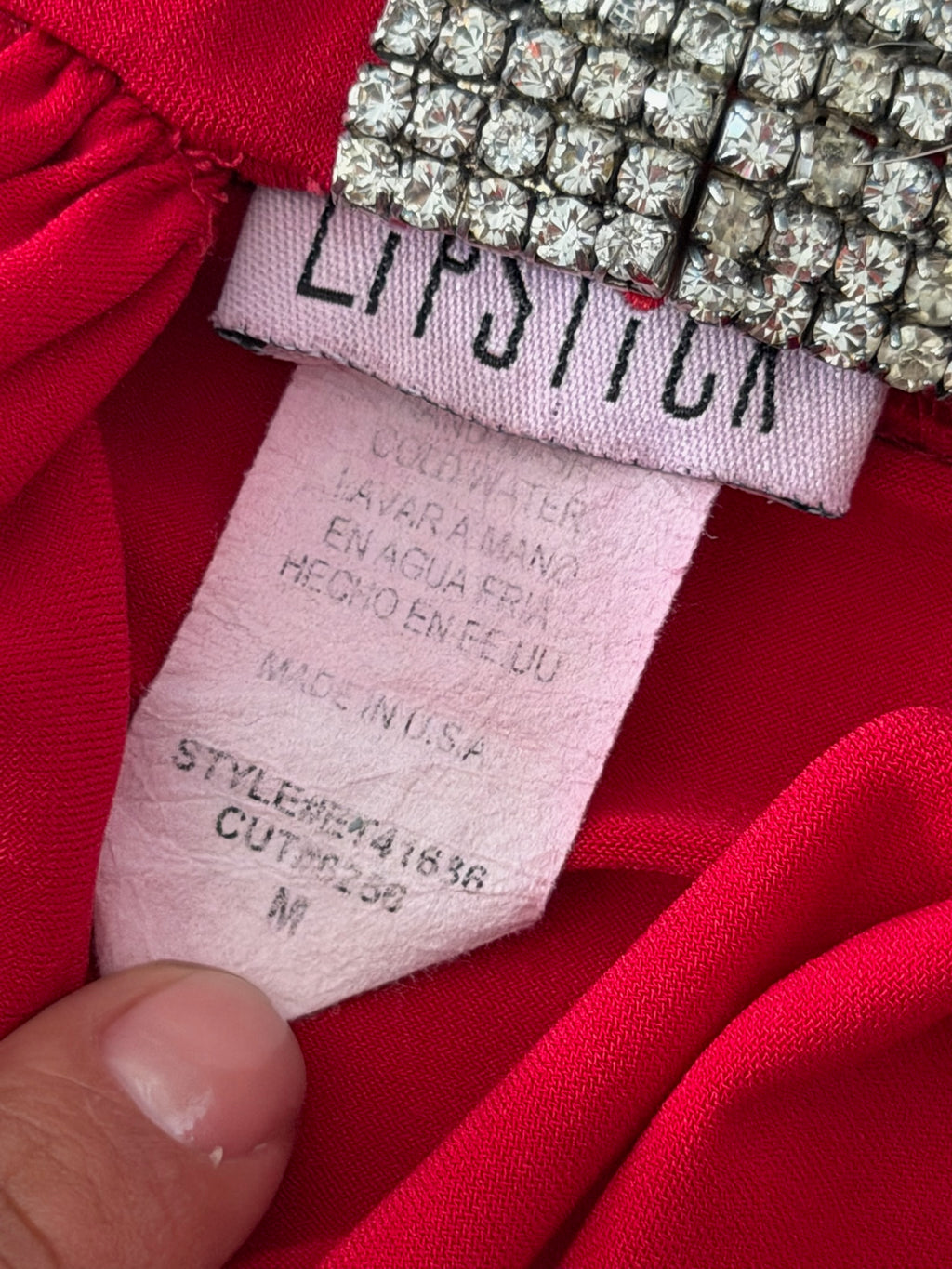Red Strapless Draped Top S-M
