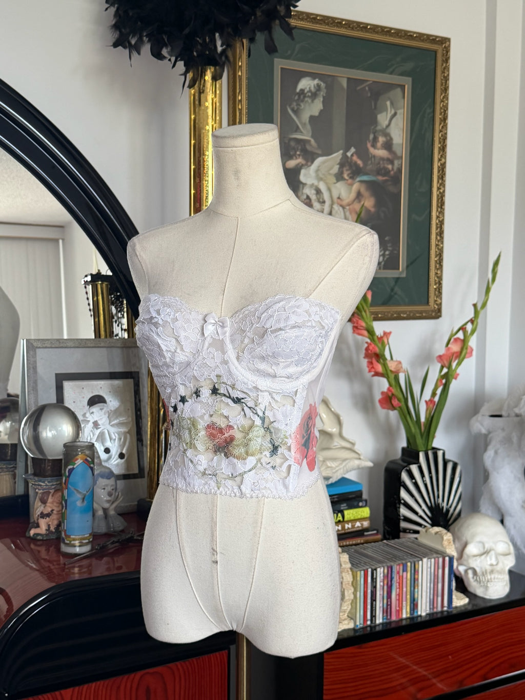 Arcane Angel One-of-One Upcycled Lace Rose Corset