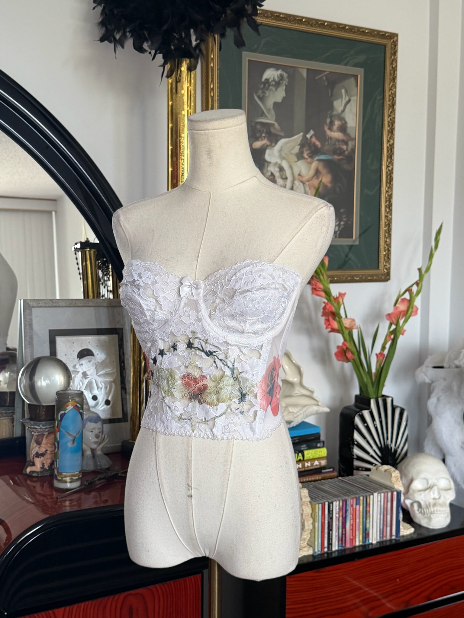 Arcane Angel One-of-One Upcycled Lace Rose Corset