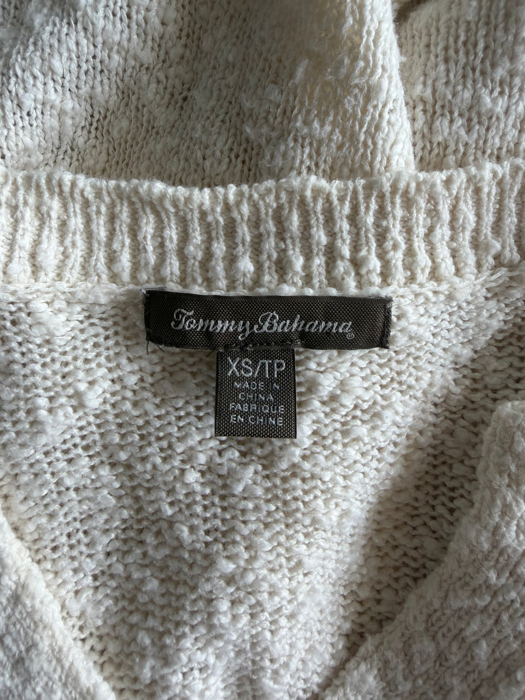 Tommy Bahama Cream Textured Knit Tunic Sweater Top