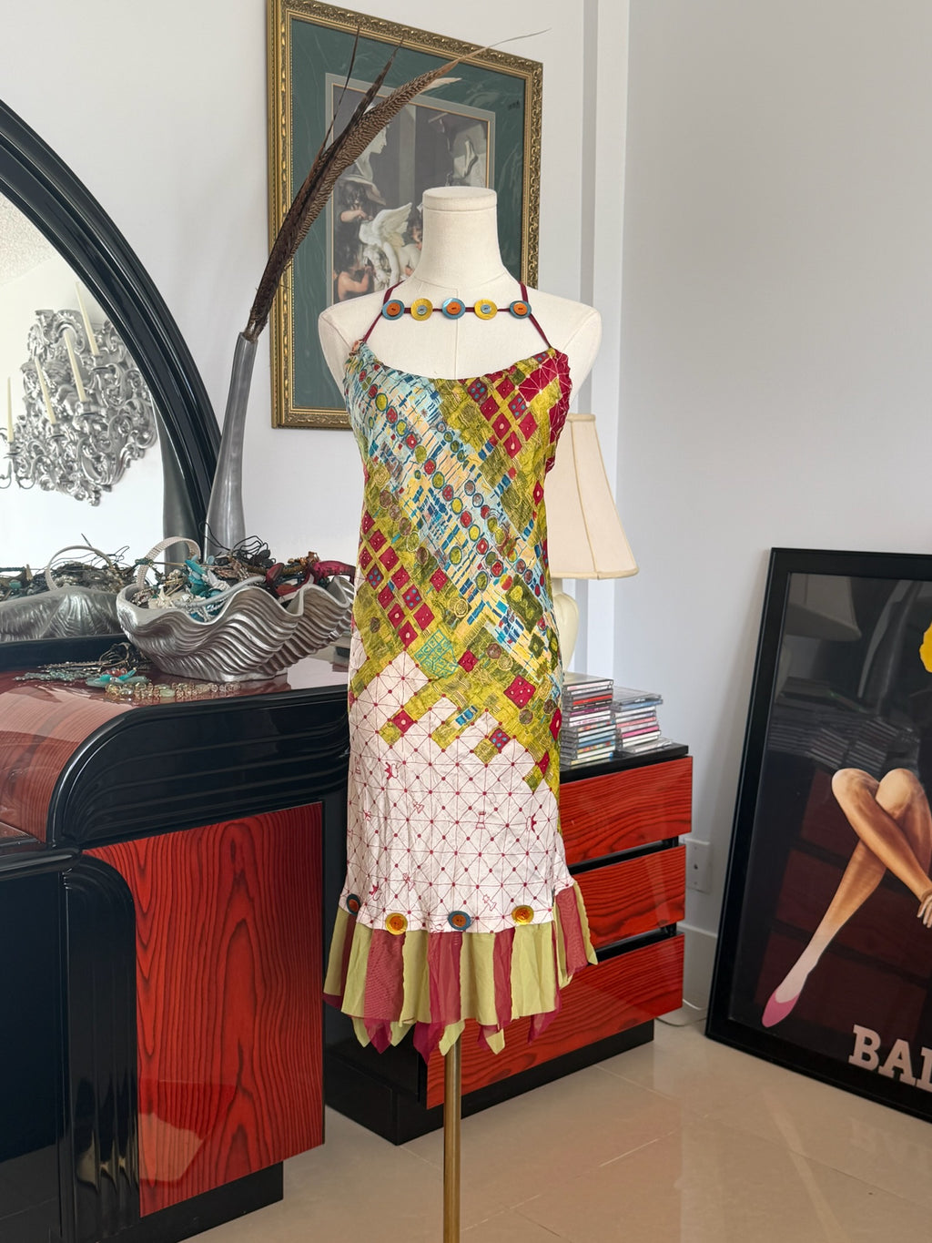 Save the Queen Patchwork Halter Dress