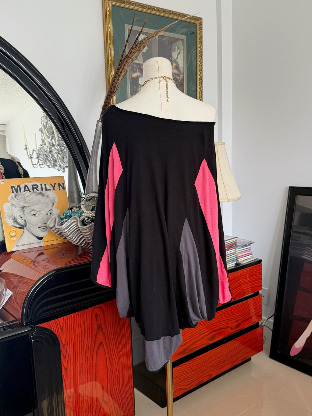 Oversized Colorblock Off-Shoulder Top
