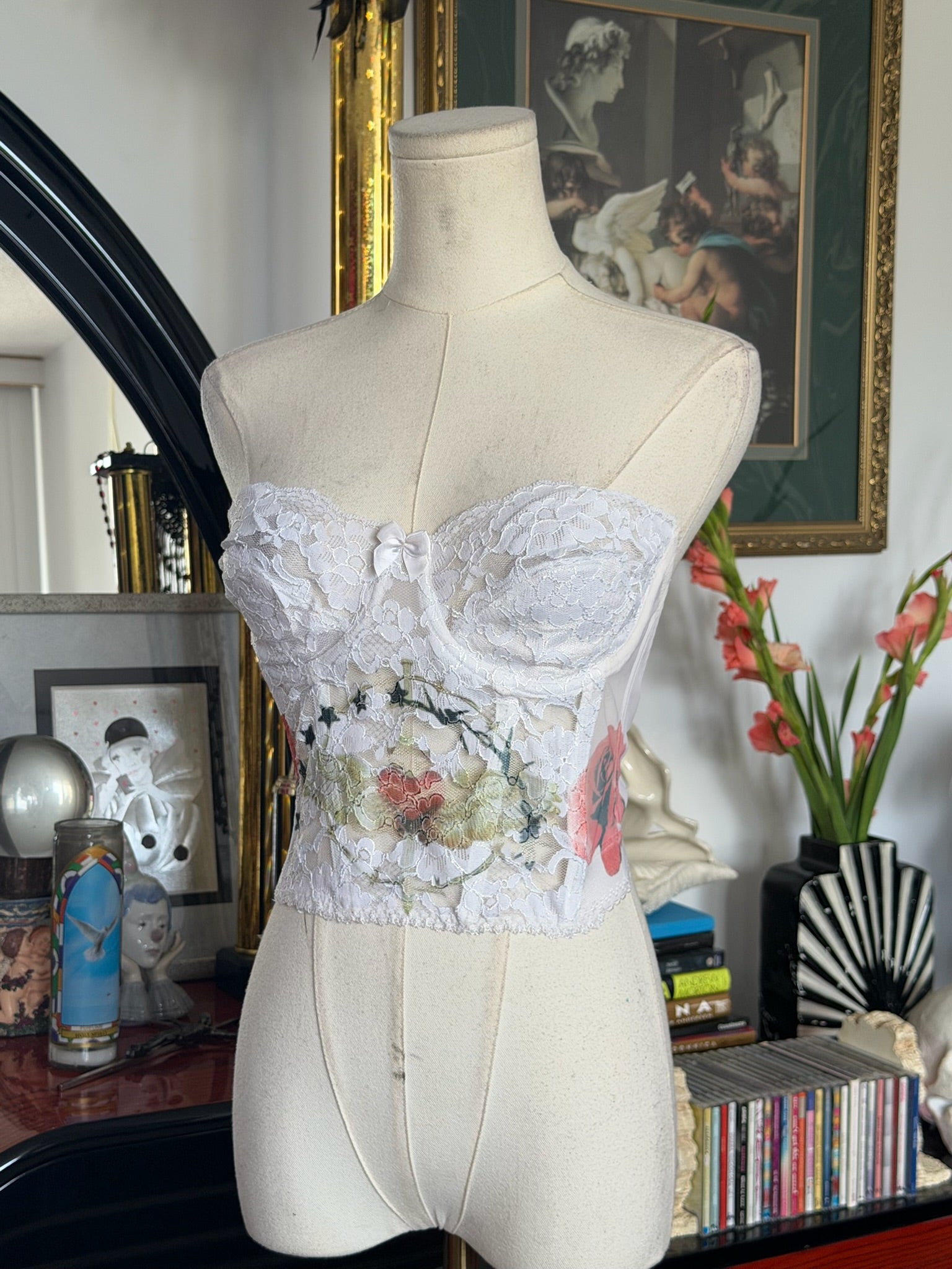 Arcane Angel One-of-One Upcycled Lace Rose Corset
