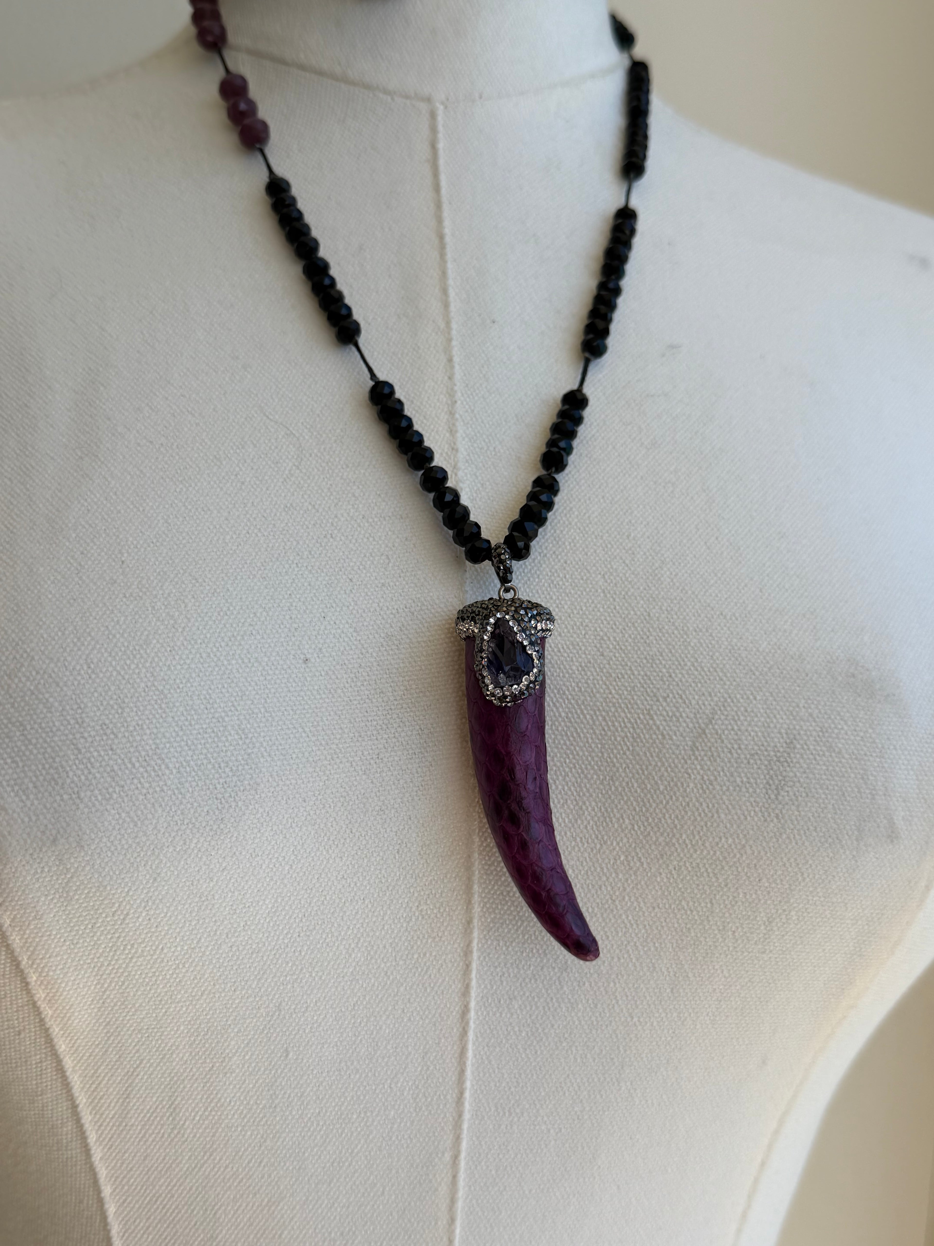 purple horn statement necklace