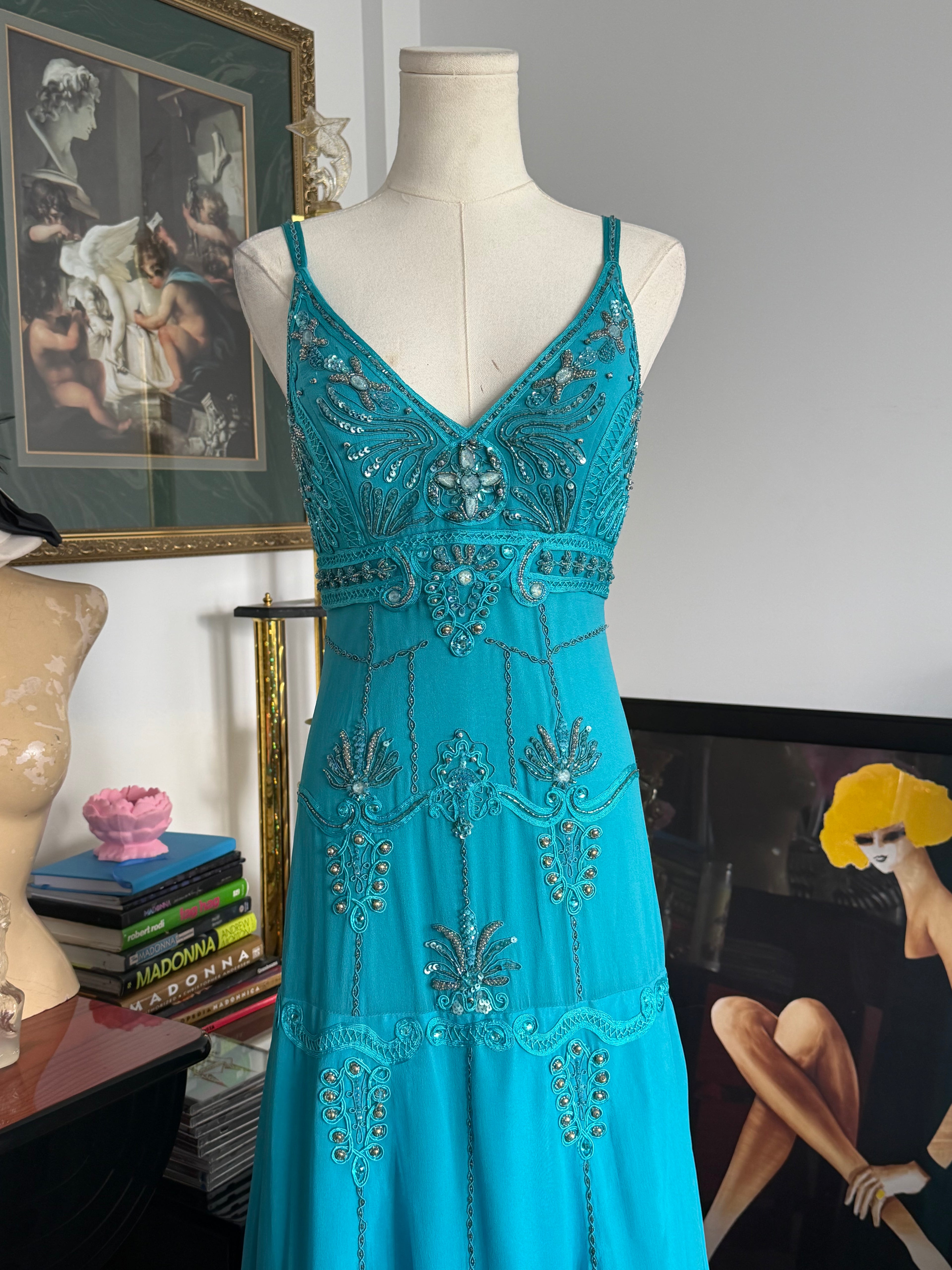 Sue Wong Nocturne Beaded Turquoise Gown -6