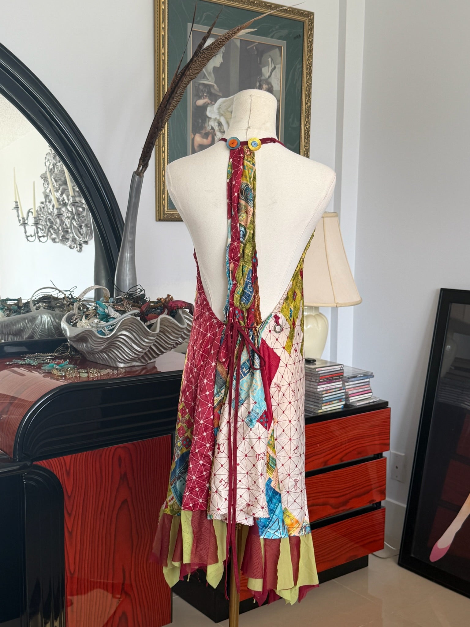 Save the Queen Patchwork Halter Dress