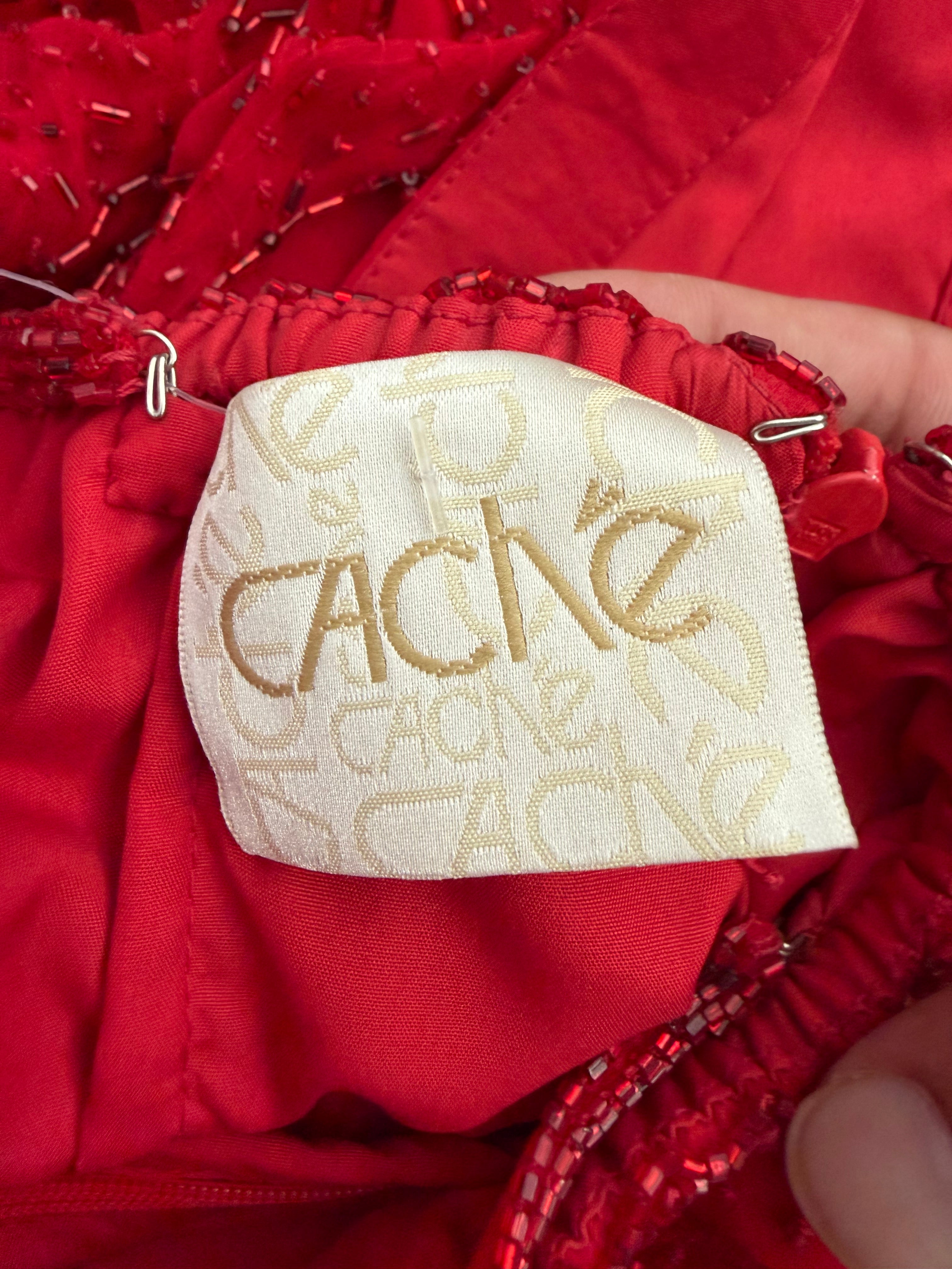 Vintage Cache Deadstock Fully Beaded Red Gown