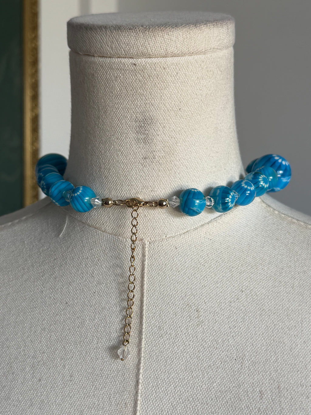 Blue Floral Beaded Statement Necklace