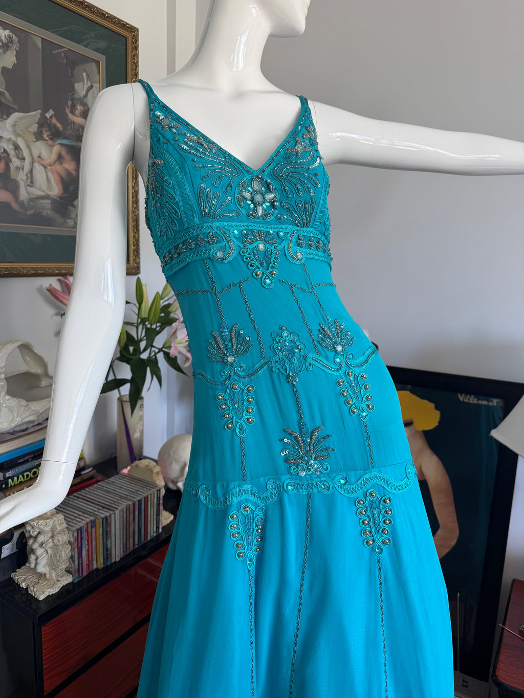 Sue Wong Nocturne Beaded Turquoise Gown size 4-6
