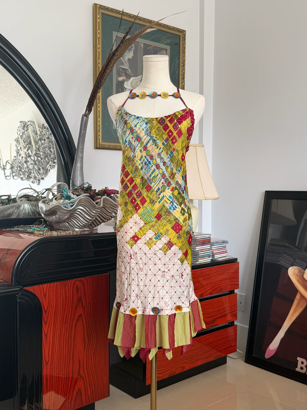 Save the Queen Patchwork Halter Dress