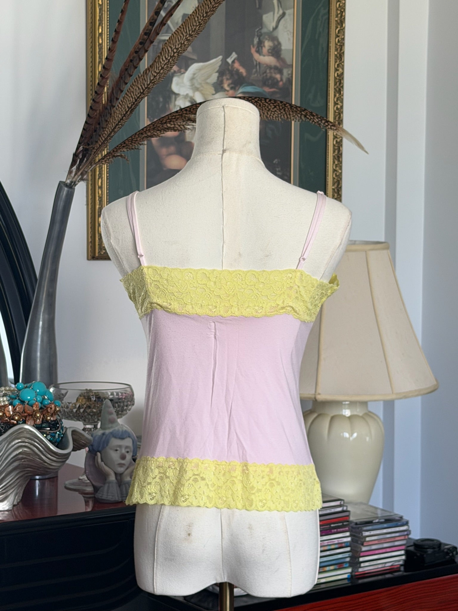 Pastel lace trim Cami M-L