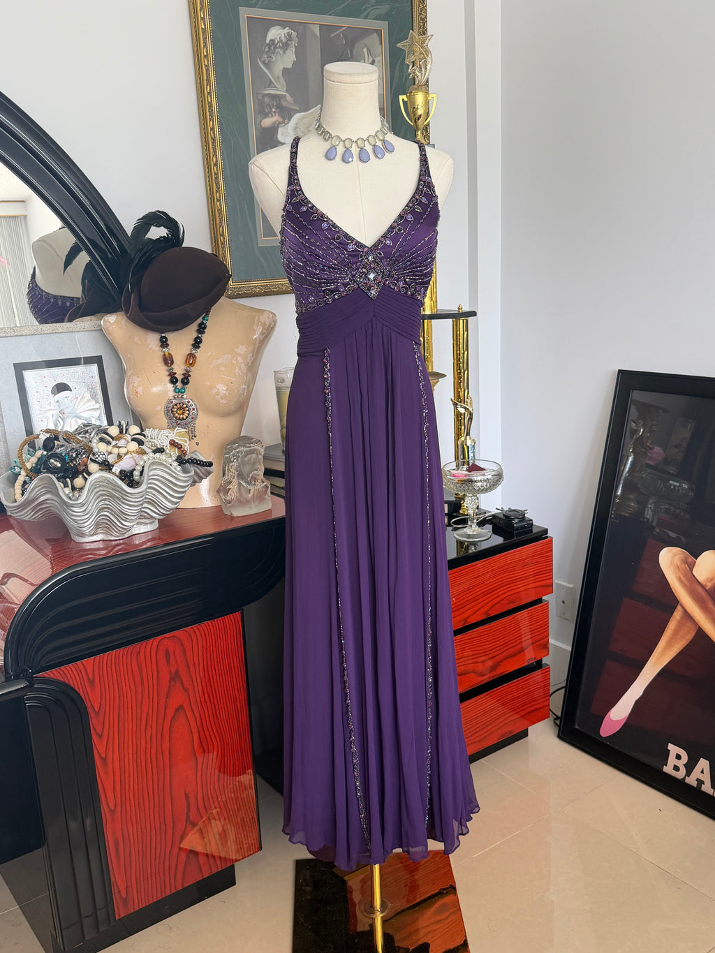 Vintage Sue Wong Nocturne rich purple embellished gown