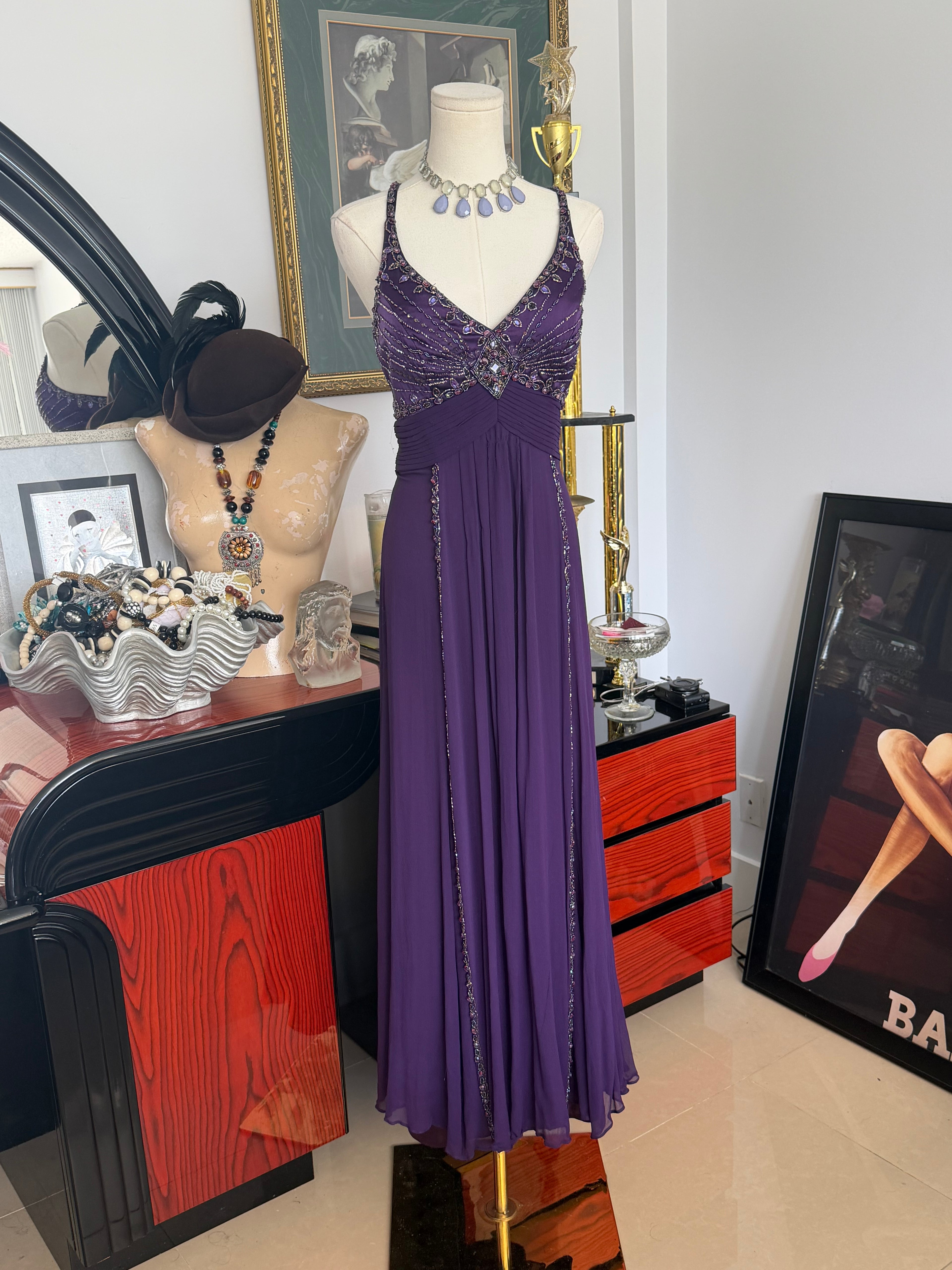 Vintage Sue Wong Nocturne rich purple embellished gown