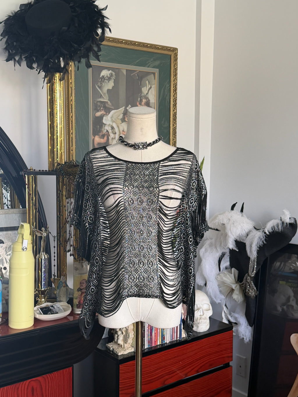 Metallic Open Knit Crochet Fringe Top | Sheer Layering Piece | S-L
