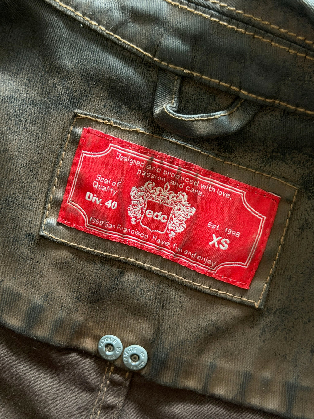 Edc by Esprit Distressed Brown Moto Zip Vest | Y2K Asymmetrical Jacket XS