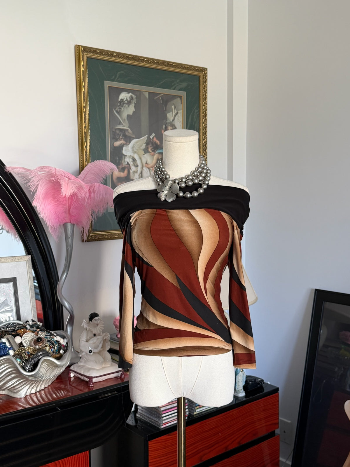 Abstract off shoulder top