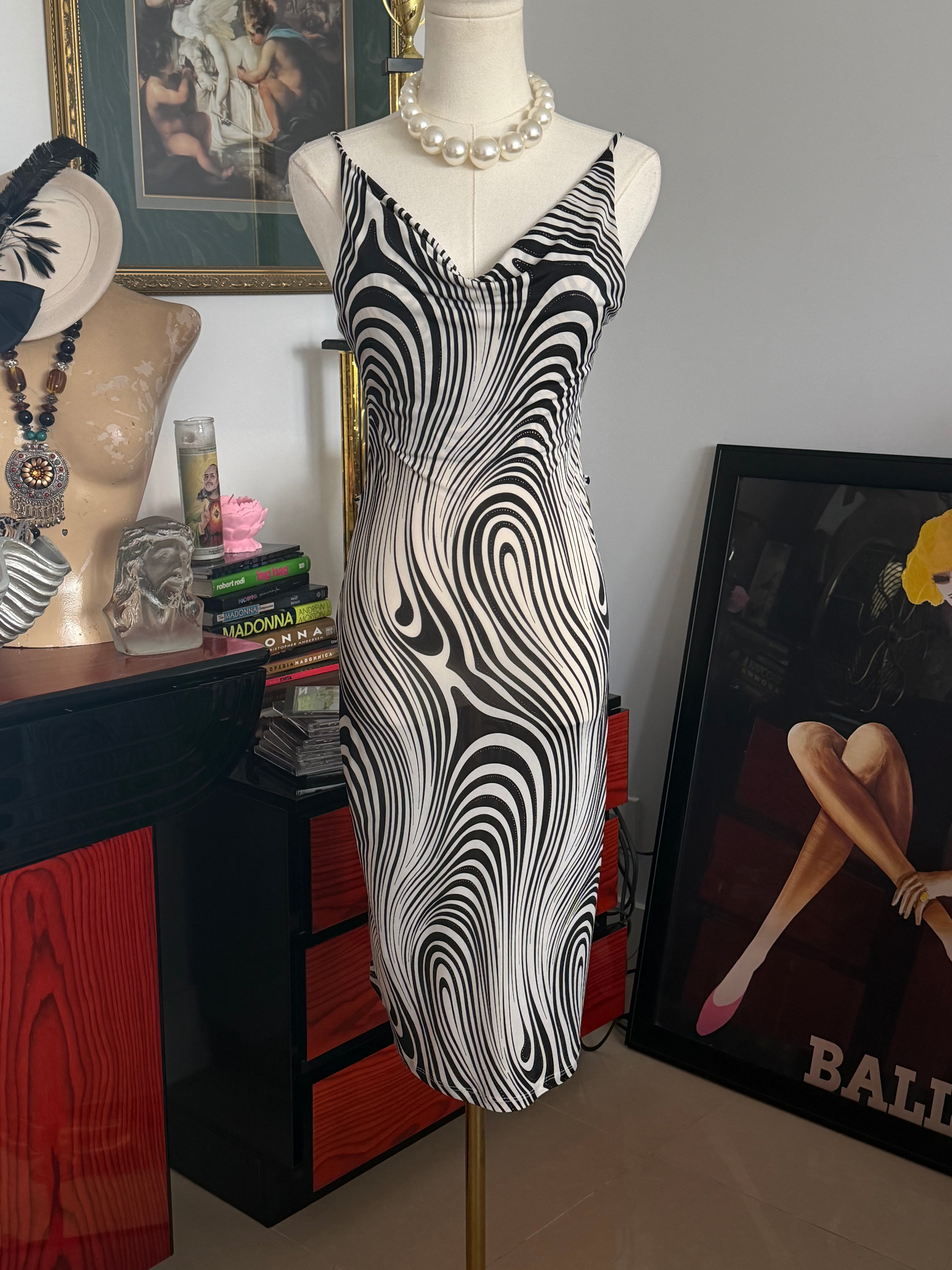 Vintage Y2K Made in USA Optical Illusion Dress - XS-S