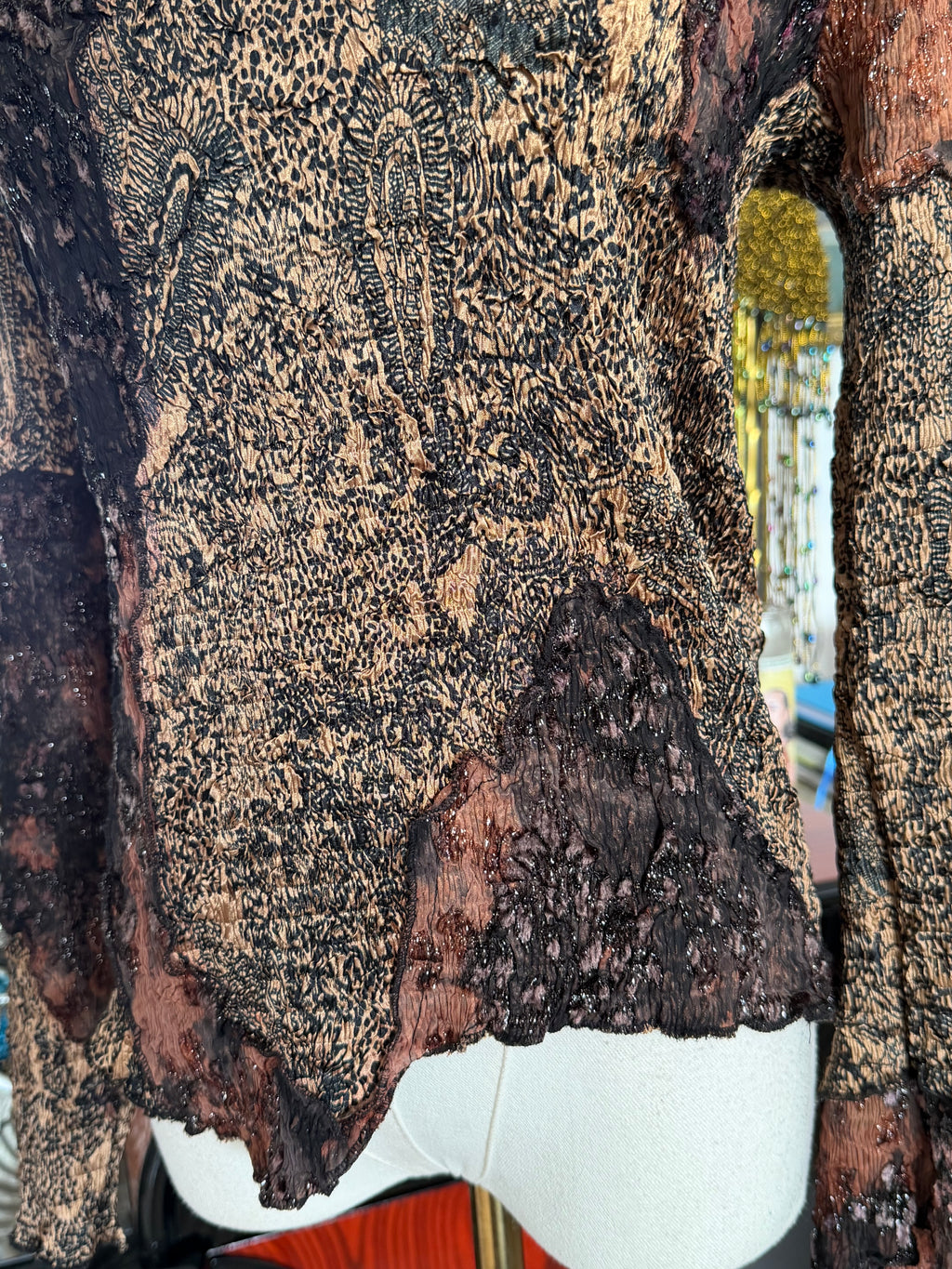 Alberto Makali Textured Embellished Long Sleeve Top