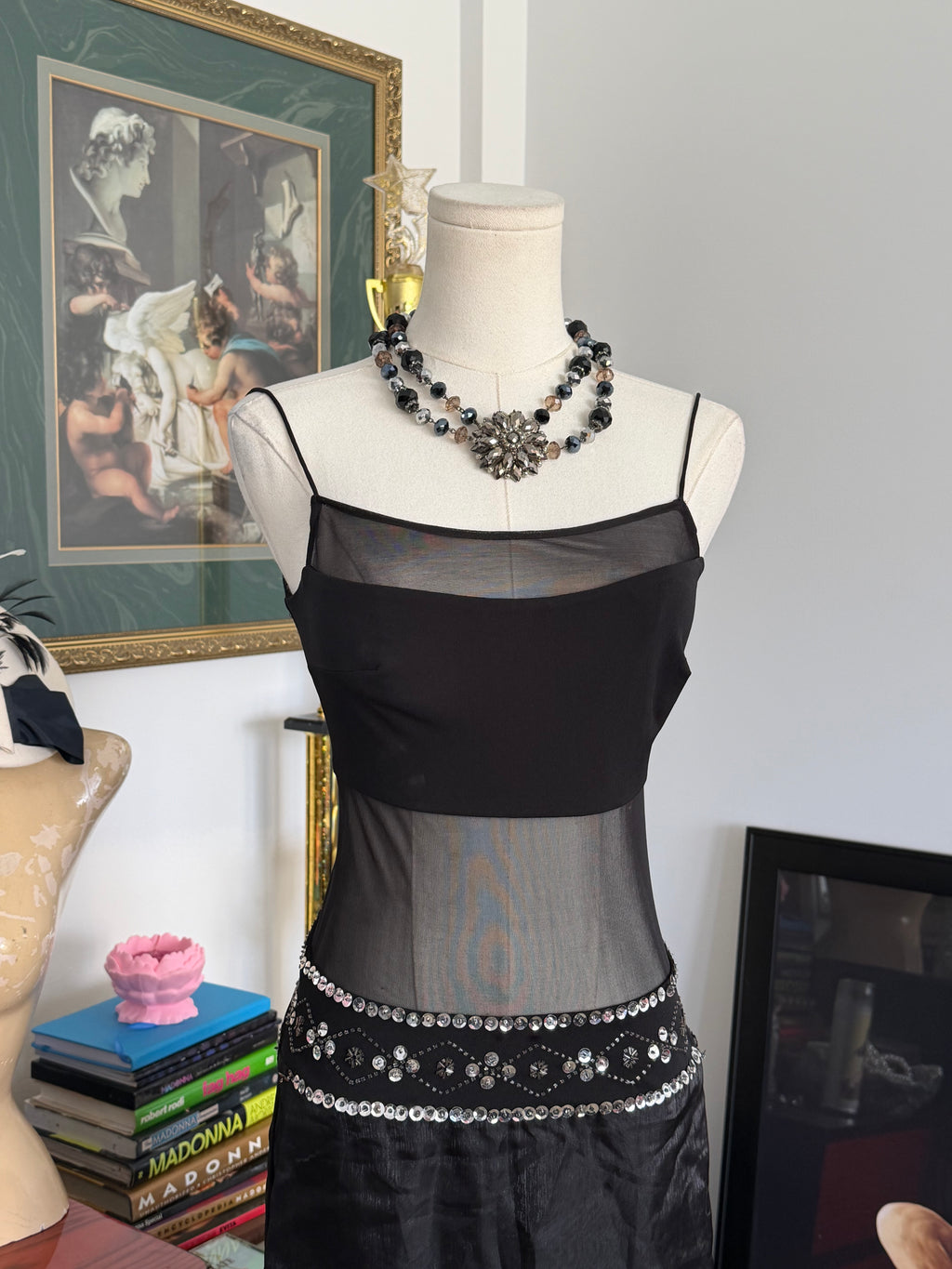 Vintage Frederick’s of Hollywood Sheer Panel Black Gown