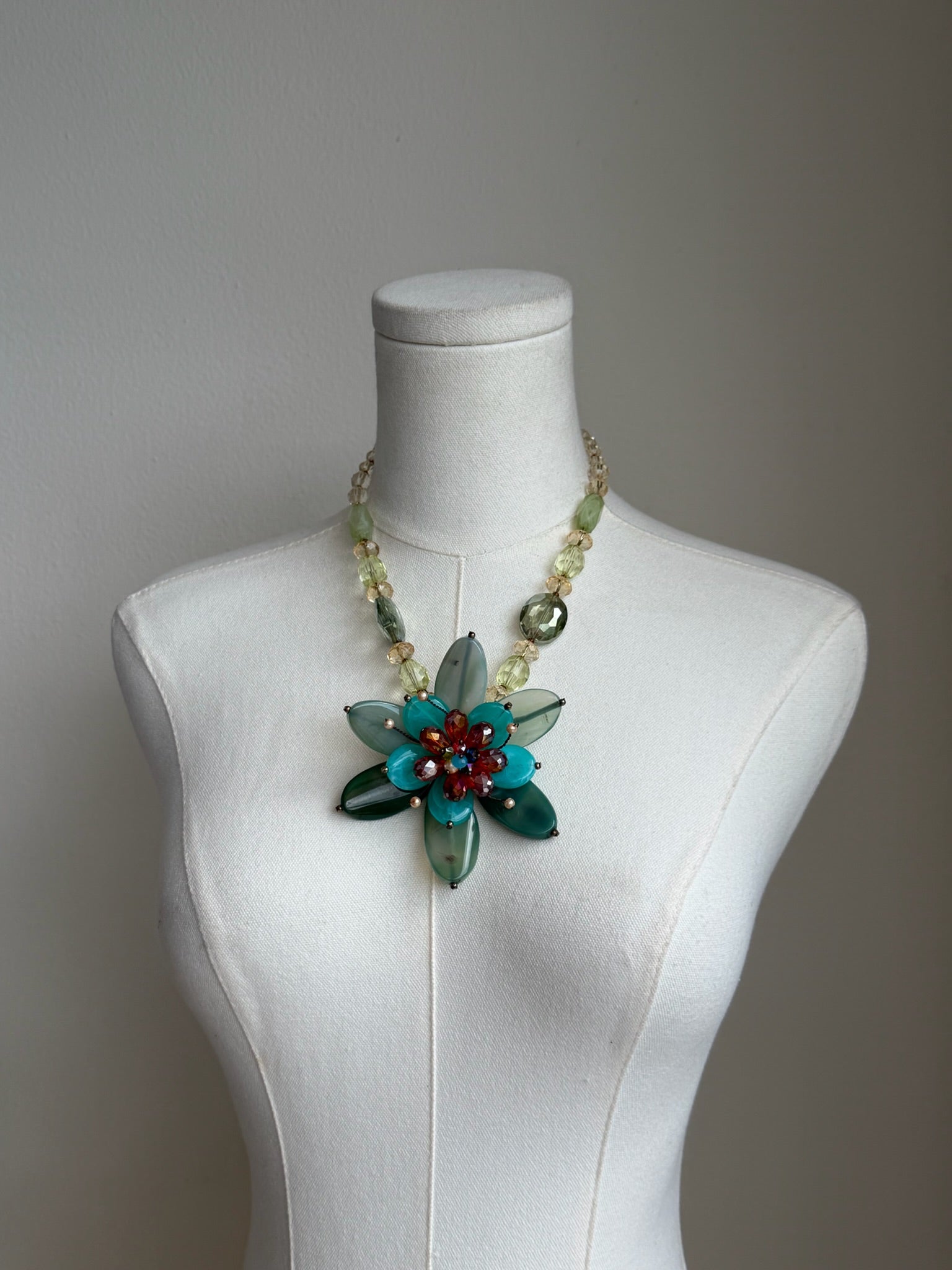 Green Floral Statement Necklace