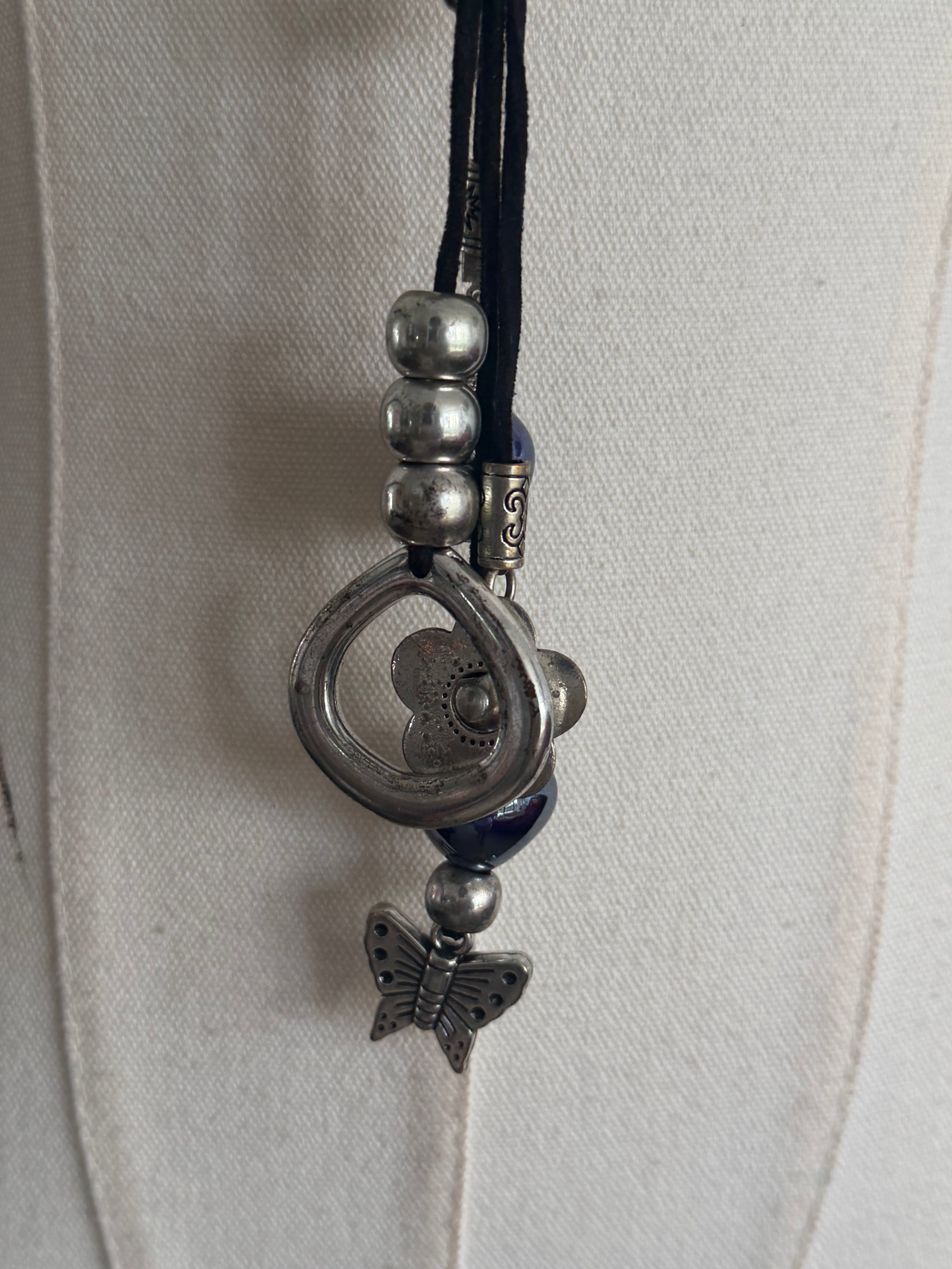 vintage blue silver statement necklace