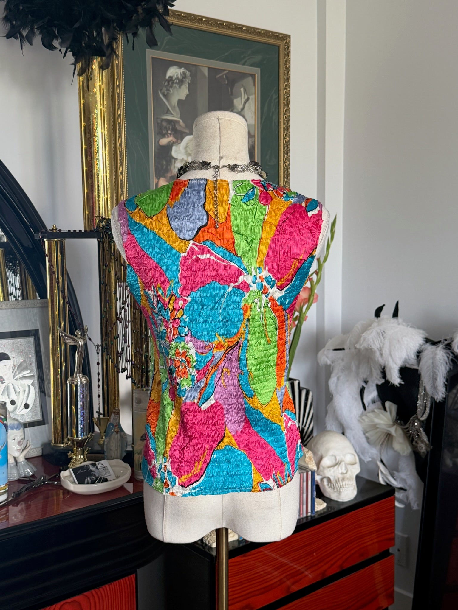 Colorful Abstract Smocked Art Top