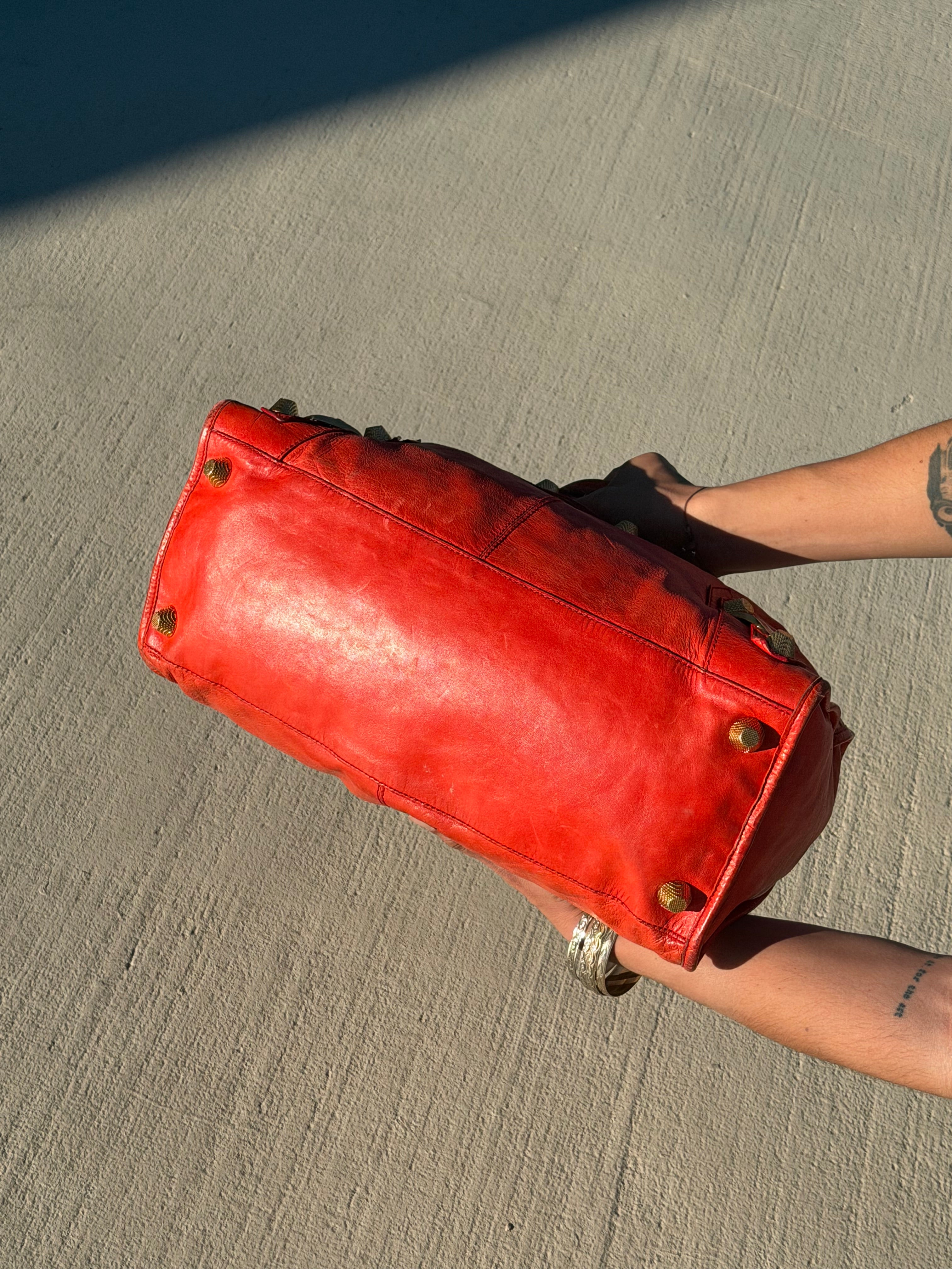 Balenciaga Work Bag (2006) — Faded Rouge Leather, Antique Brass Hardware