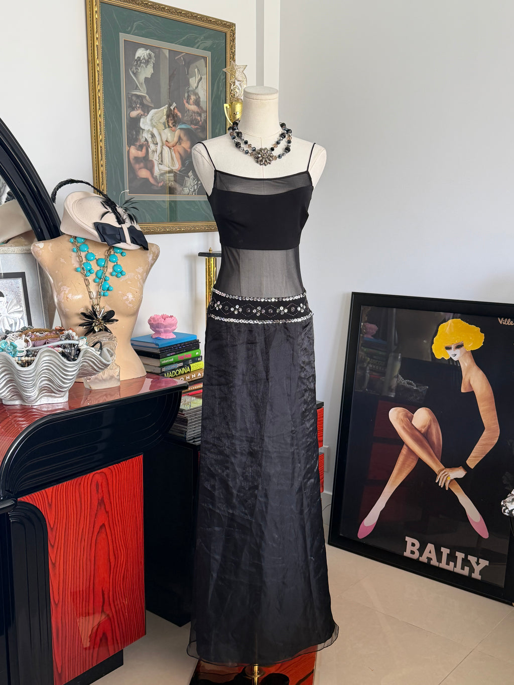 Vintage Frederick’s of Hollywood Sheer Panel Black Gown