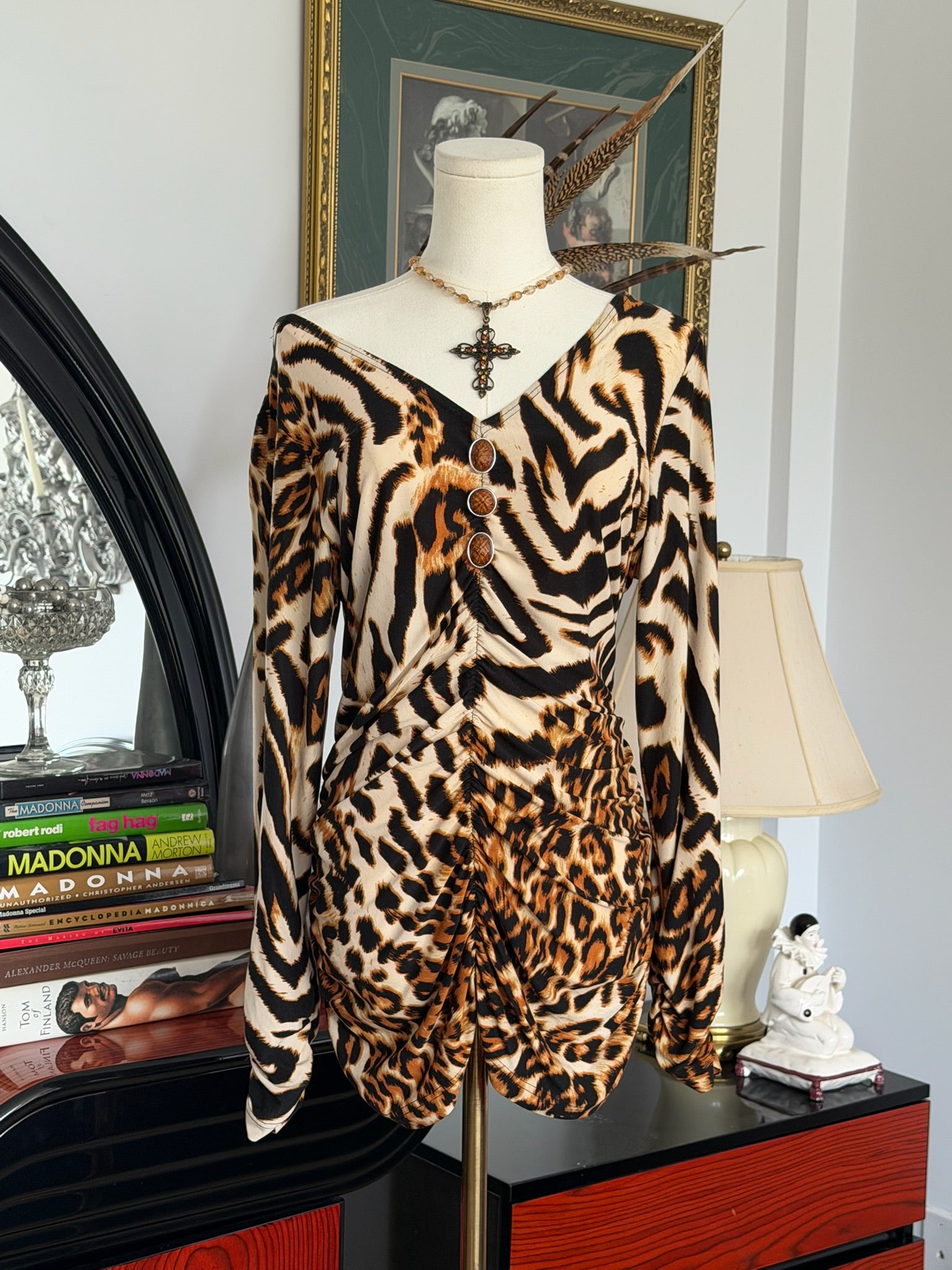 Leopard Ruched Mini Dress
