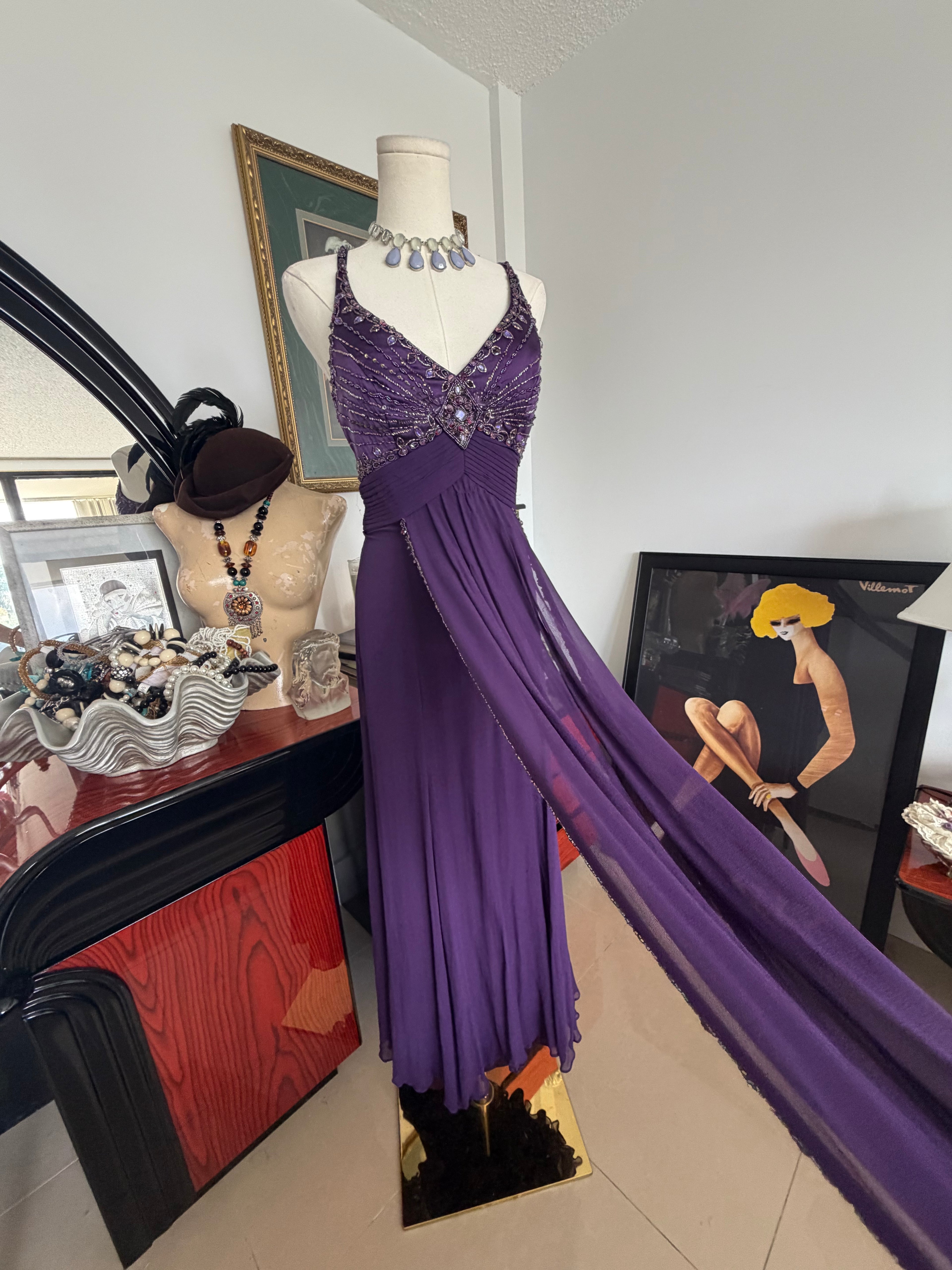Vintage Sue Wong Nocturne rich purple embellished gown